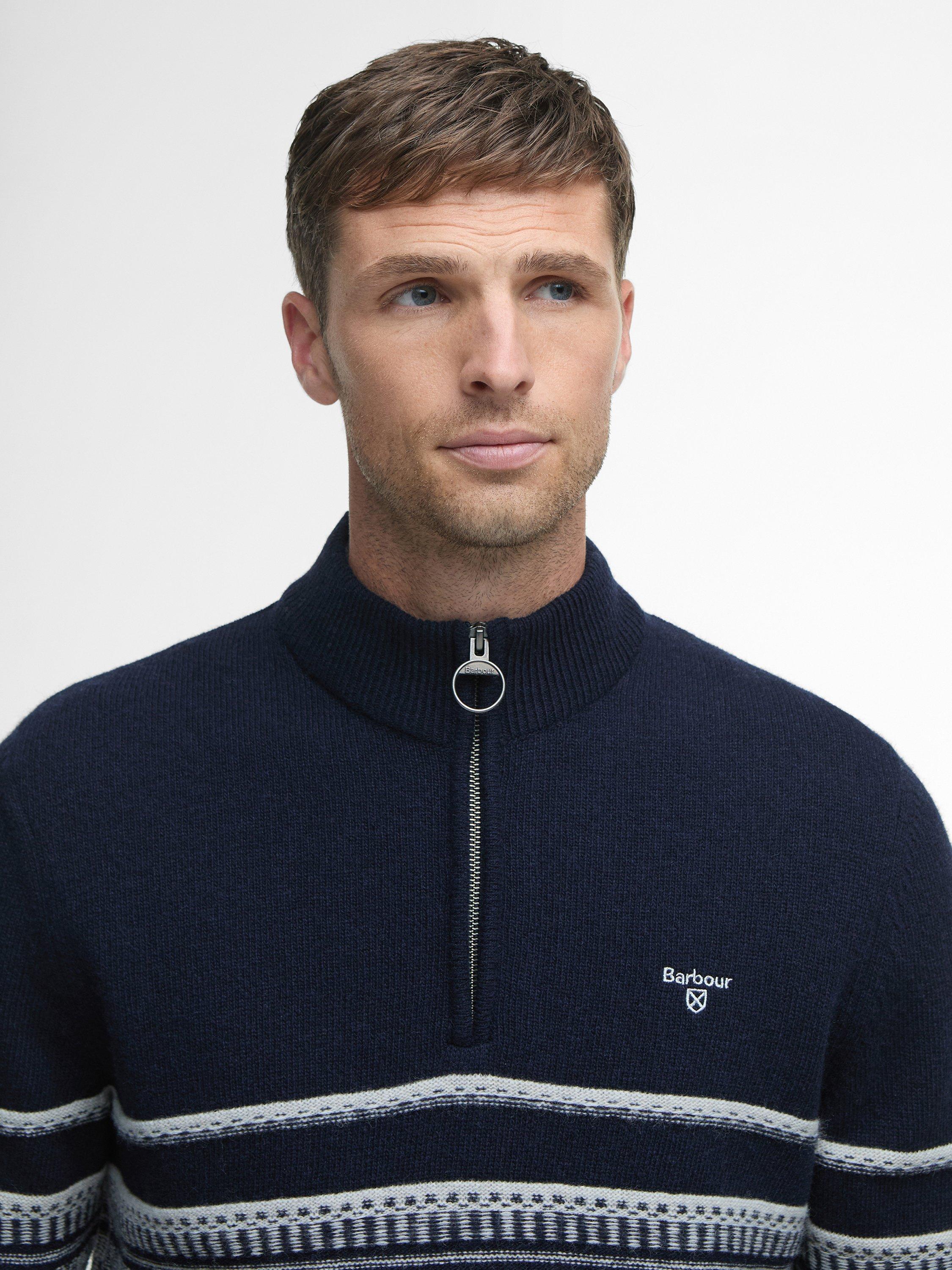 Product image 3 of 5, which shows Barbour Kepwick Wool Half-Zip Jumper, Navy, S