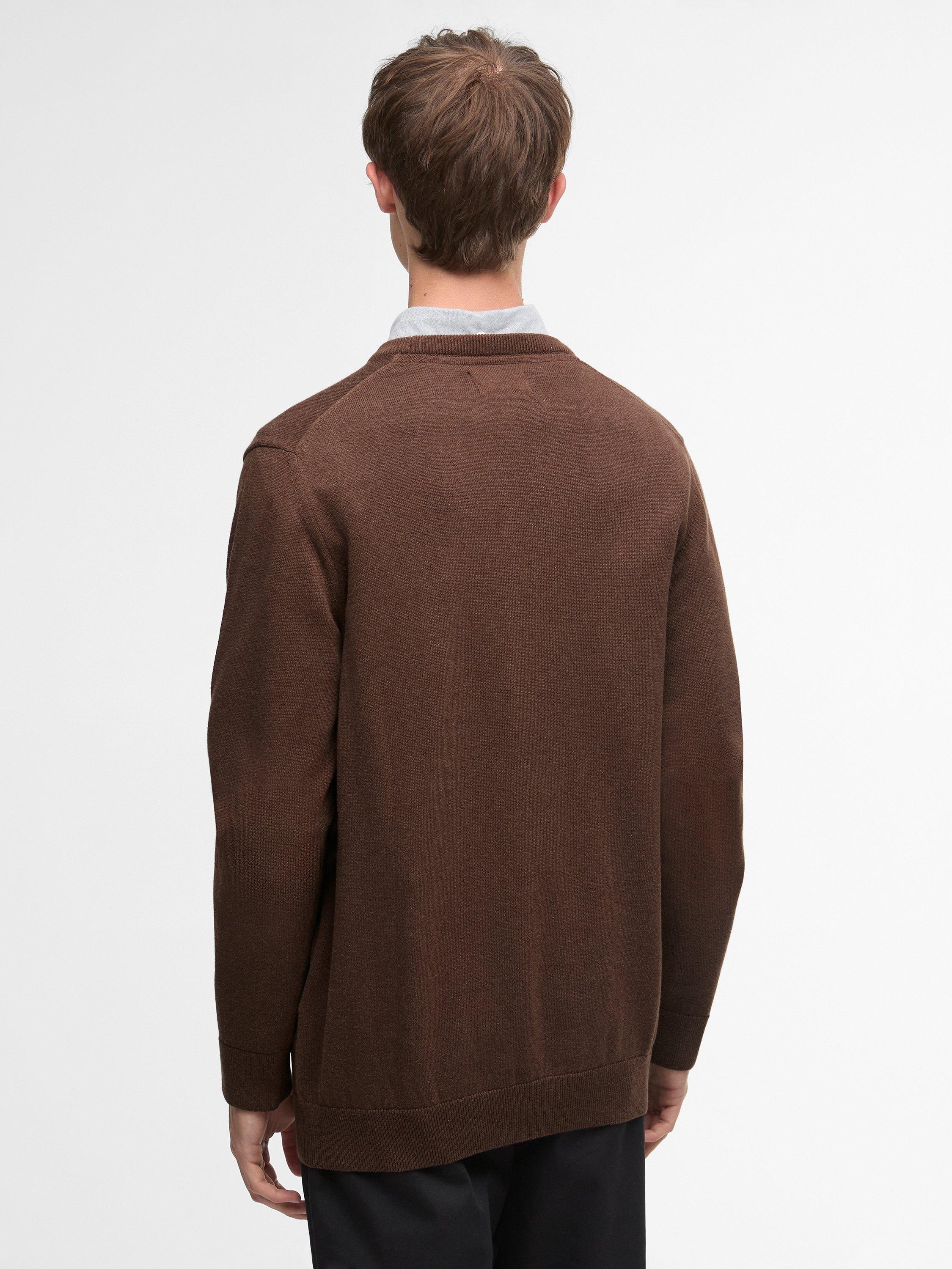 Product image 2 of 5, which shows Barbour Pima Cotton Crew Neck Jumper, Umber, S