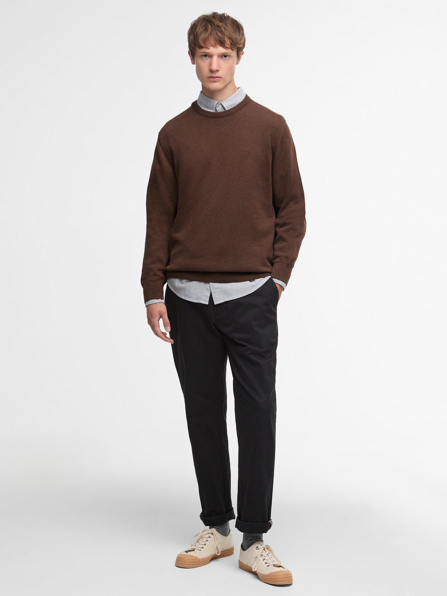 Product image 4 of 5, which shows Barbour Pima Cotton Crew Neck Jumper, Umber, S