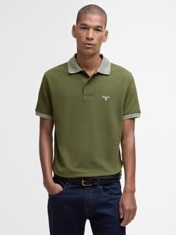 Barbour Marlton Short Sleeve Cotton Polo Shirt, Winter Moss, Winter Moss