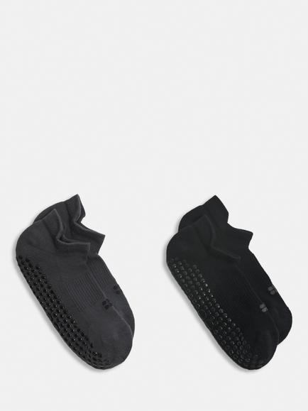 Sweaty Betty Reformer Gripper Trainer Socks, Pack of 2, Black/Grey, Black/Grey