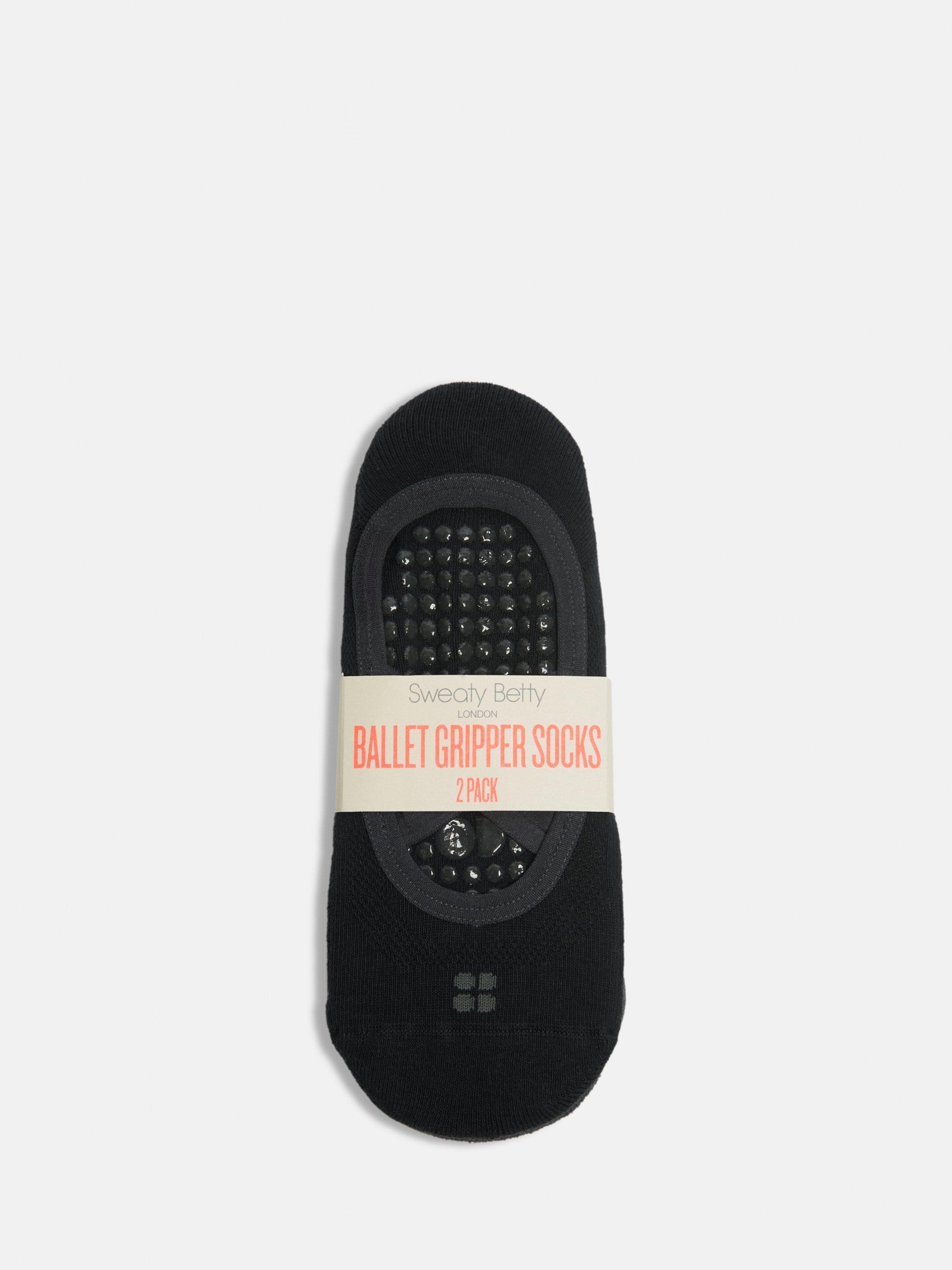 Product image 2 of 3, which shows Sweaty Betty Ballet Gripper Socks, Pack of 2, Black/Grey, 2-5