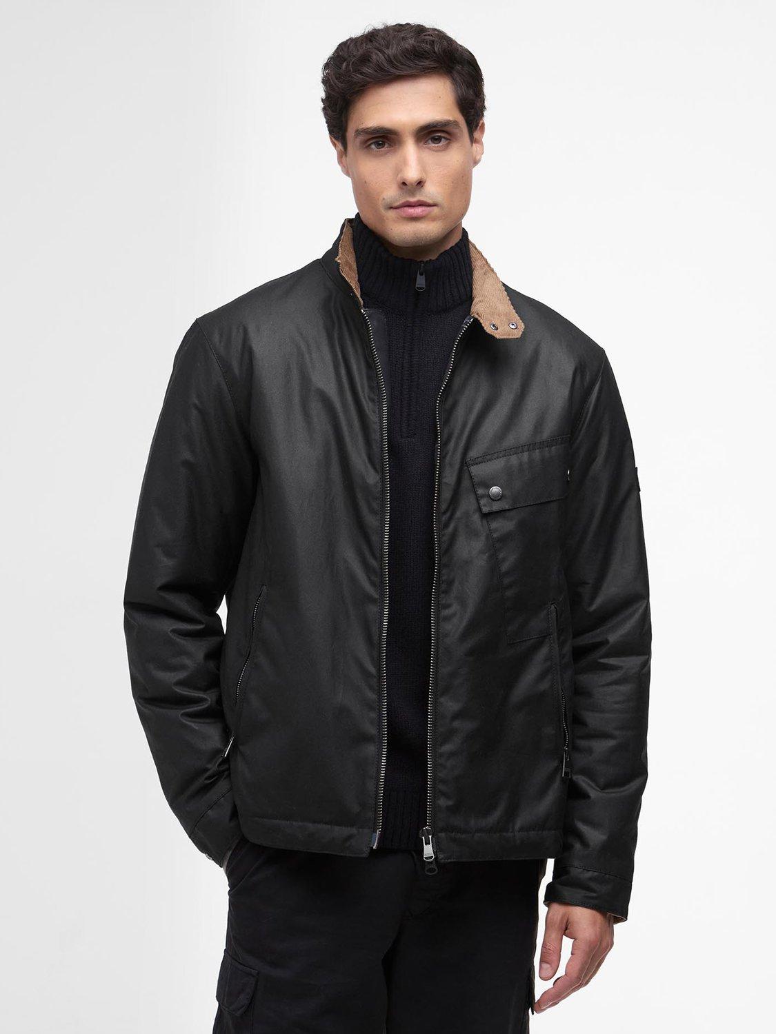 Product image 1 of 6, which shows Barbour International Chard Waxed Cotton Jacket, Black, S