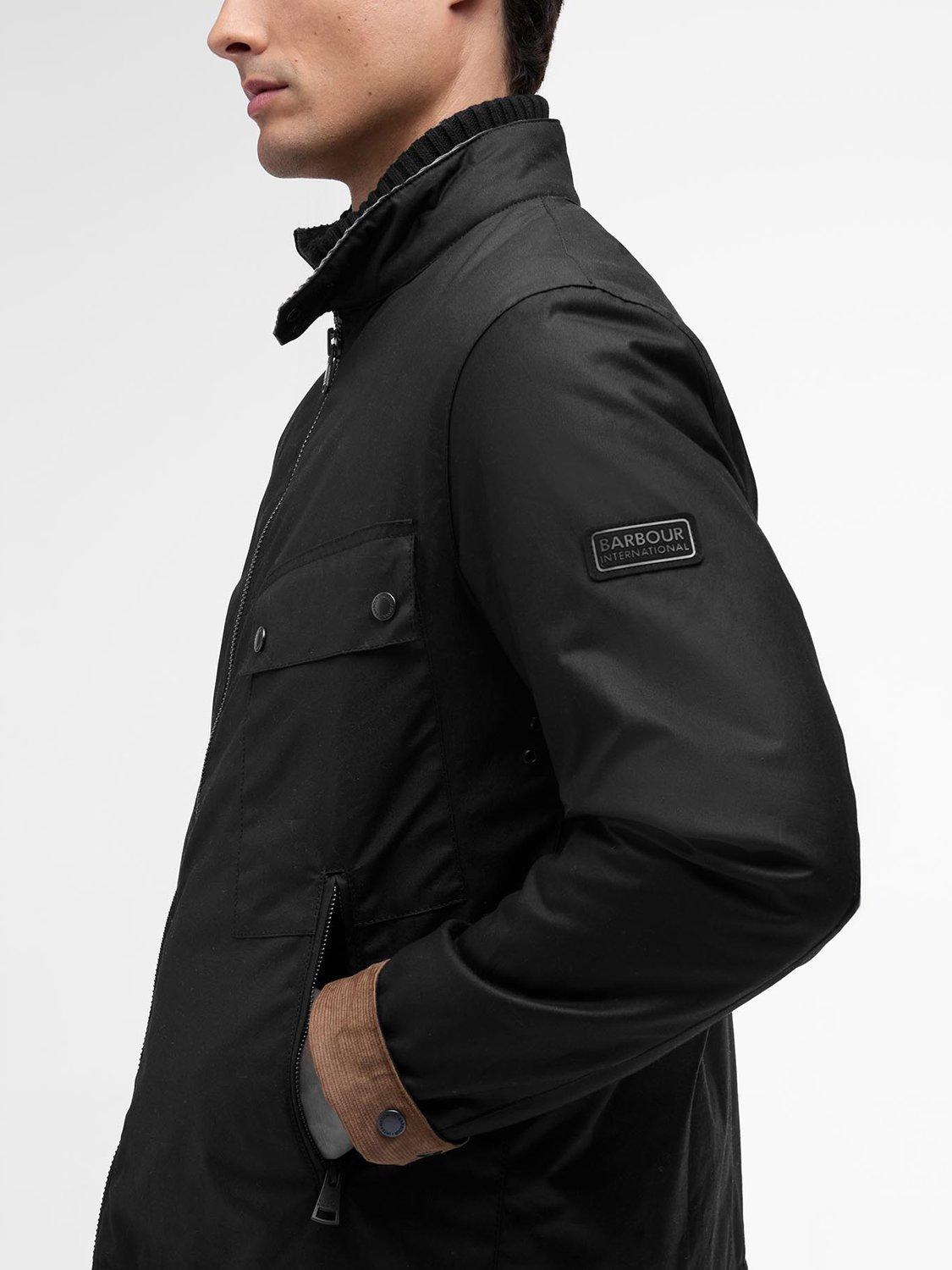 Product image 3 of 6, which shows Barbour International Chard Waxed Cotton Jacket, Black, S