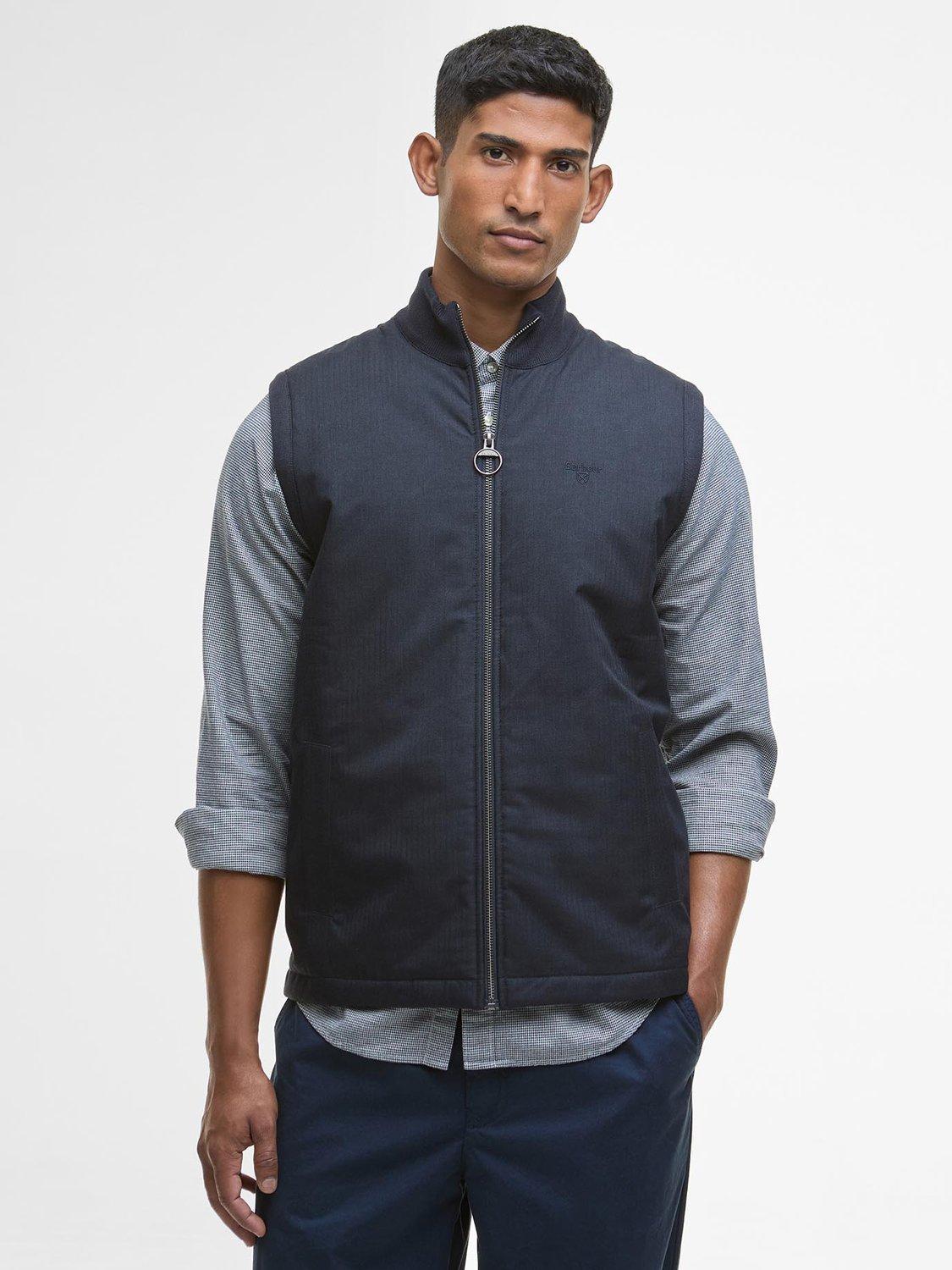Product image 1 of 6, which shows Barbour Dryburn Knitted Cotton Gilet, Navy, S