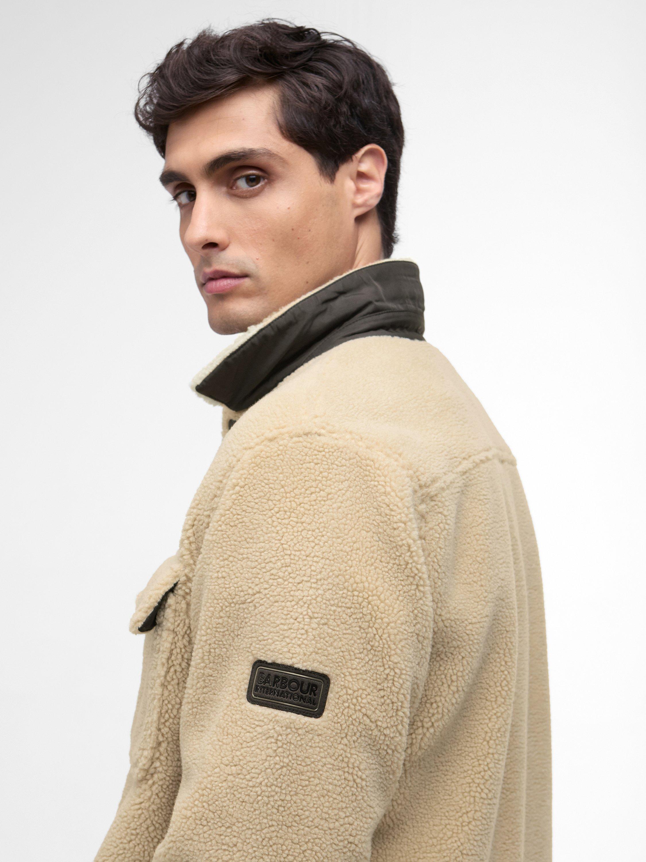 Product image 3 of 7, which shows Barbour International Trident Borg Fleece Overshirt, Mist, S