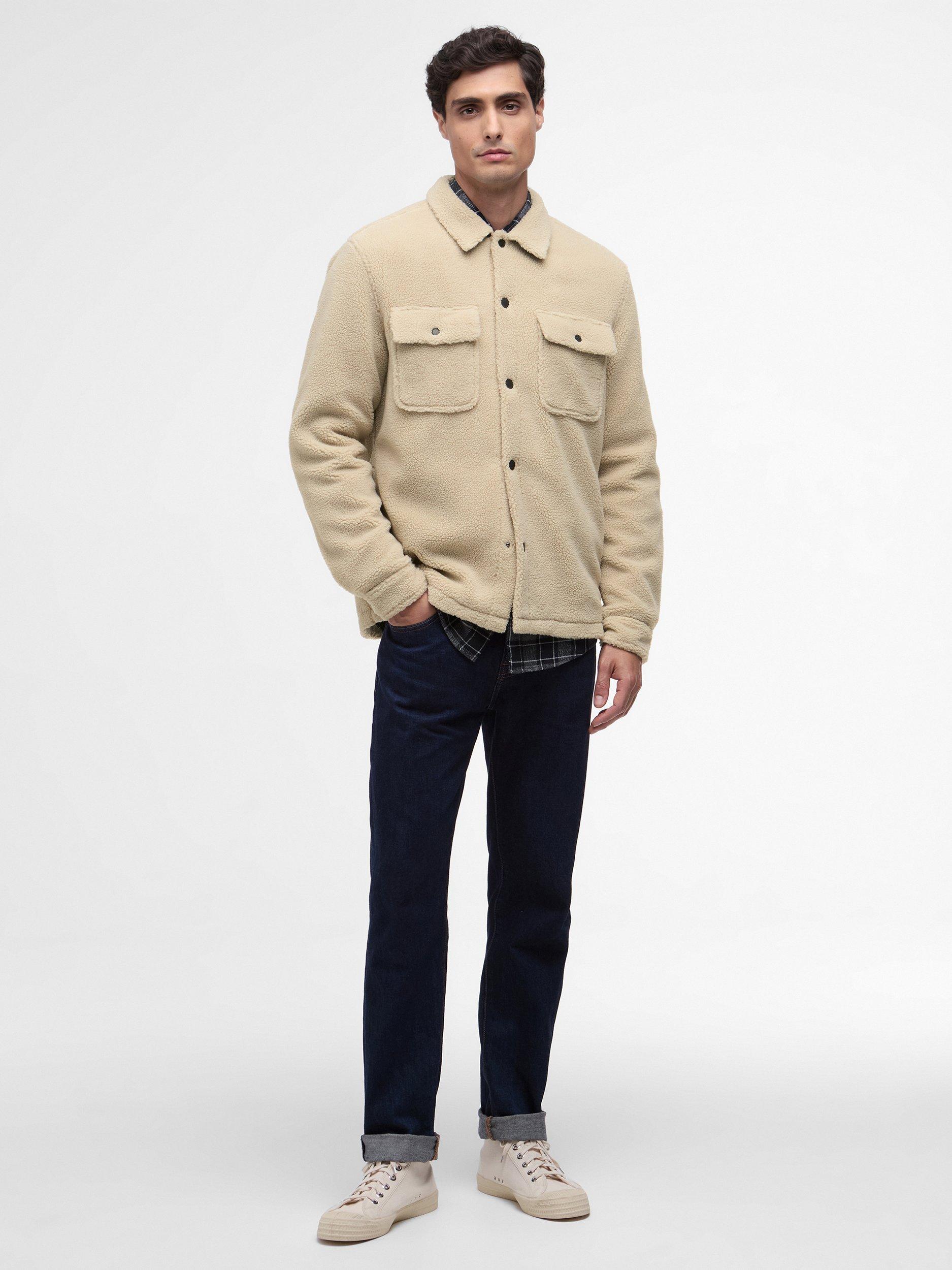 Product image 6 of 7, which shows Barbour International Trident Borg Fleece Overshirt, Mist, S