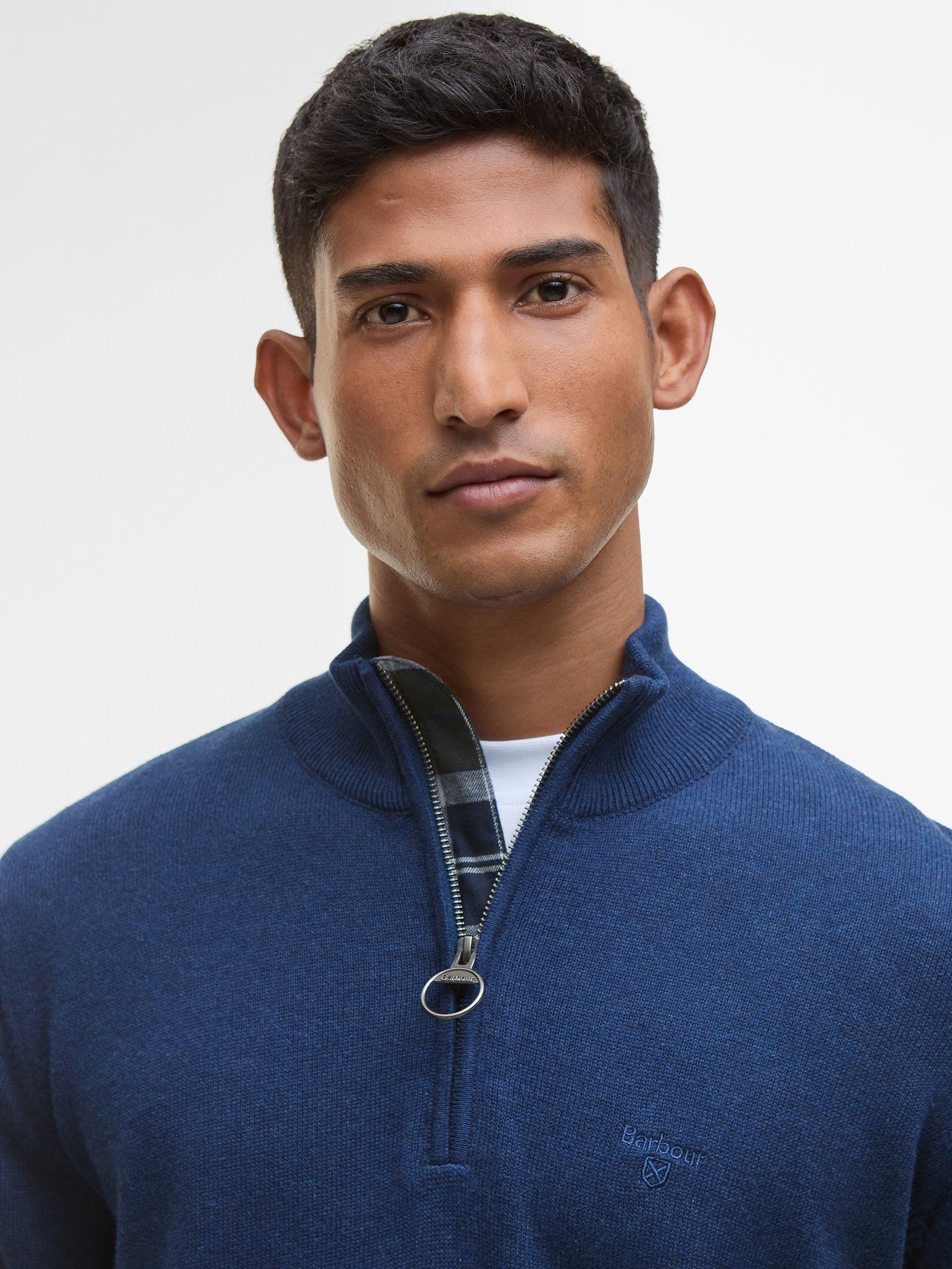 Product image 3 of 5, which shows Barbour Cotton Half-Zip Jumper, Inky Marl, S