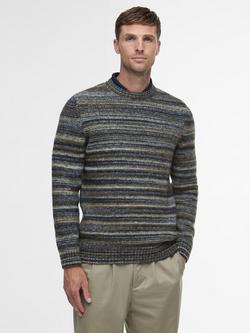 Barbour Pately Striped Wool Rich Crew Neck Jumper, Inky Marl, Inky Marl