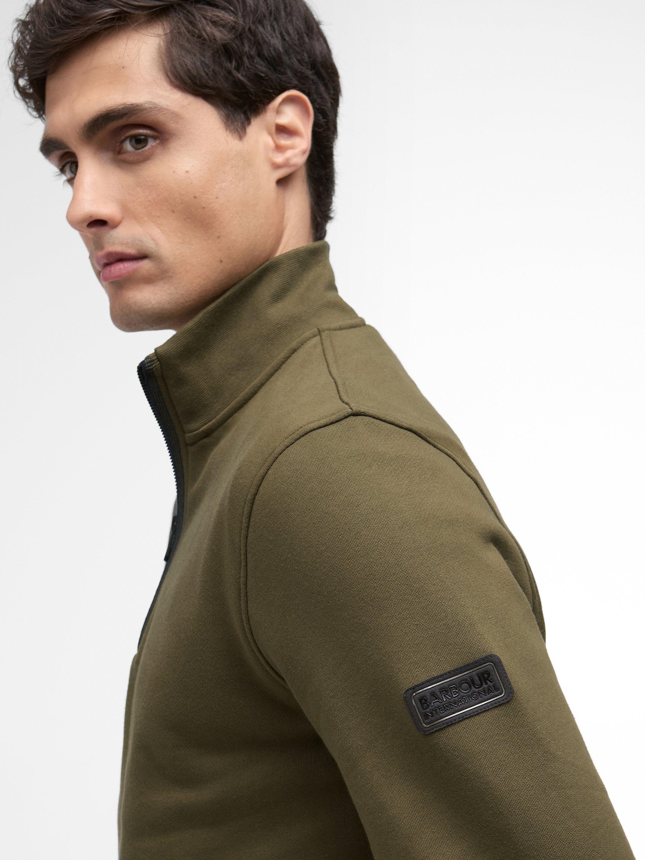 Product image 3 of 5, which shows Barbour International Rufforth Half Zip Jumper, Light Sage, S