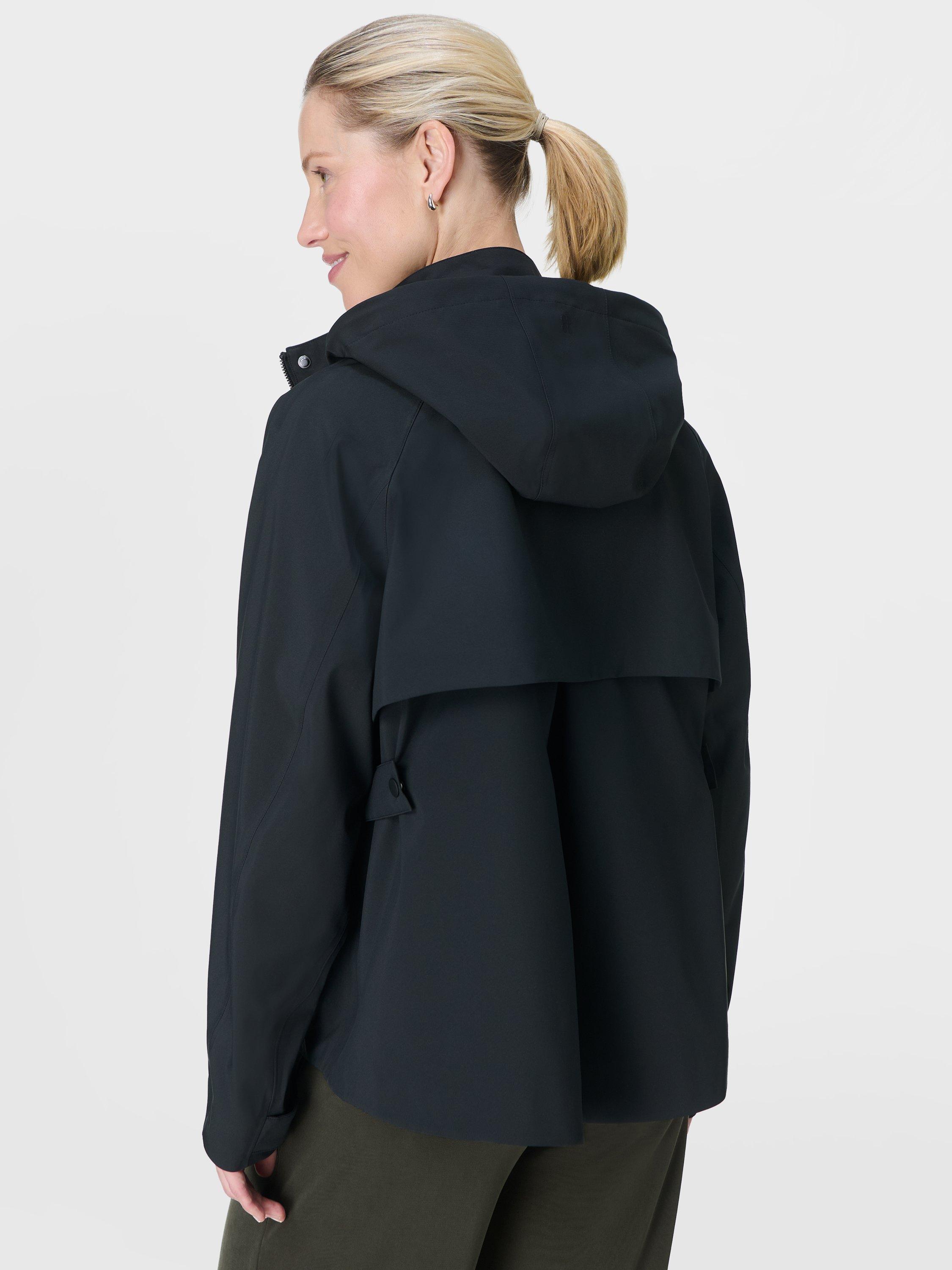 Product image 4 of 7, which shows Sweaty Betty Motion Waterproof Cropped Parka, Black, XXS