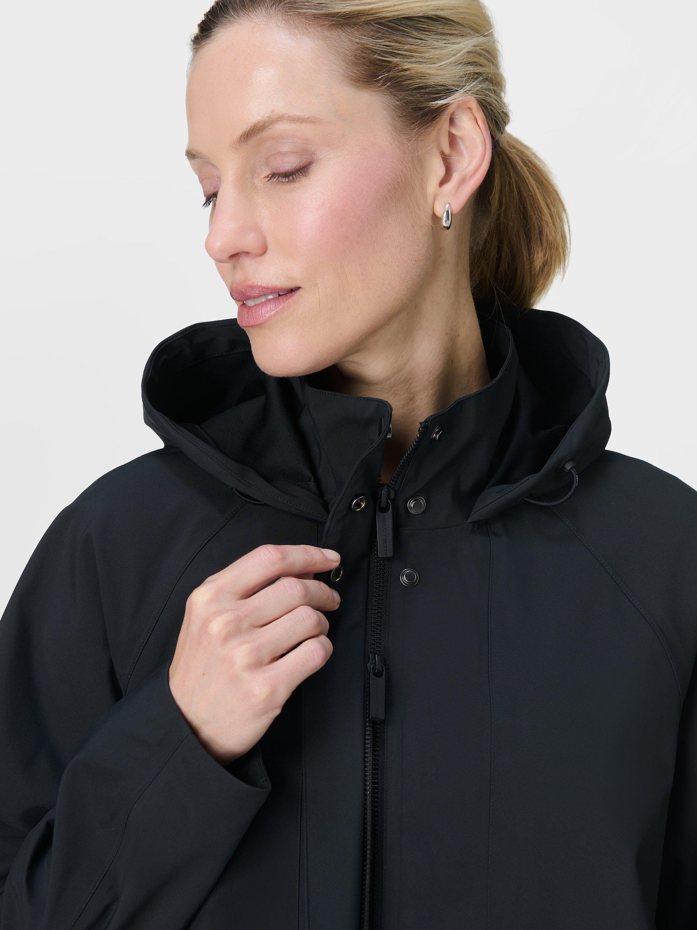 Product image 6 of 7, which shows Sweaty Betty Motion Waterproof Cropped Parka, Black, XXS