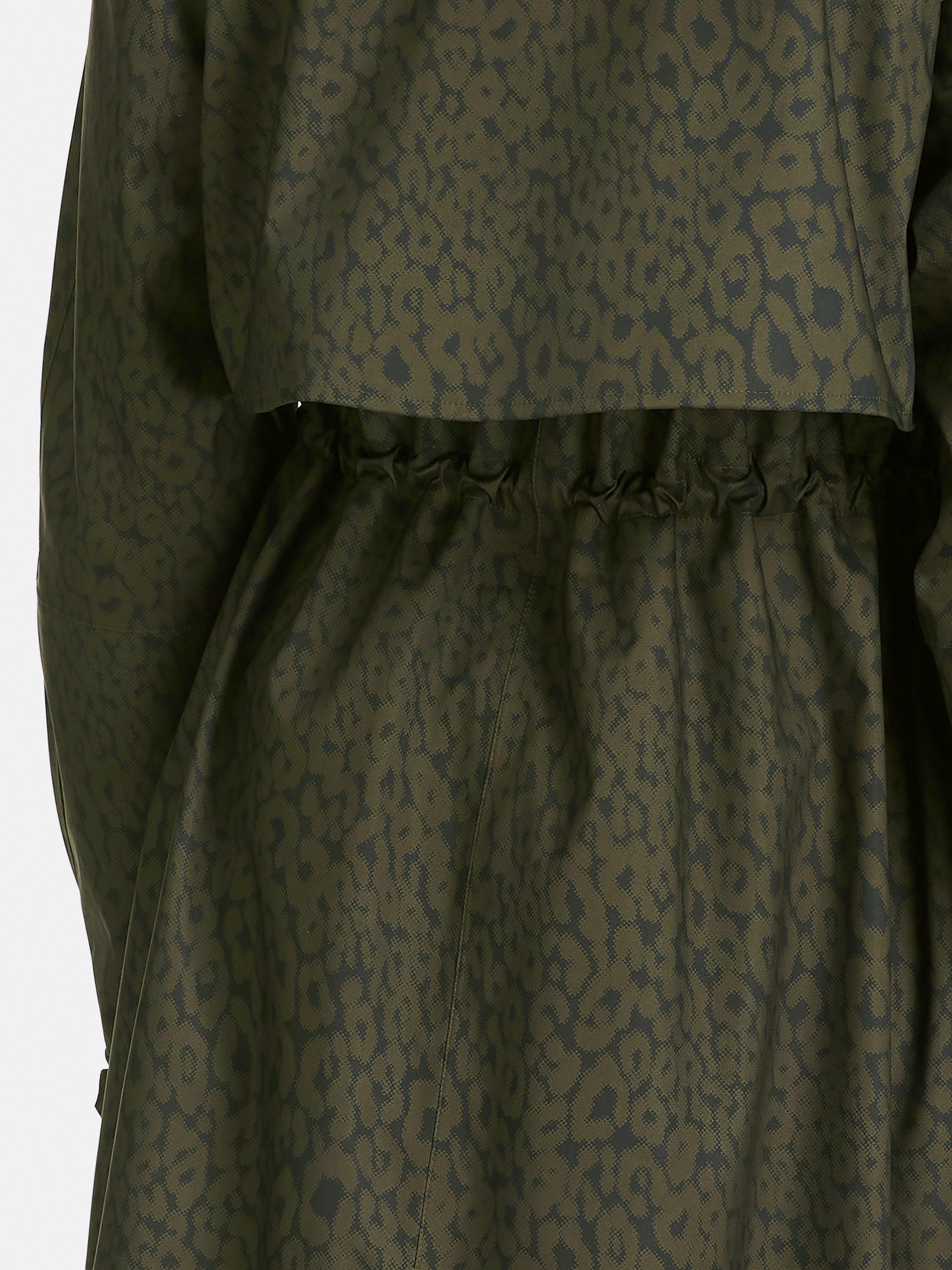 Product image 7 of 9, which shows Sweaty Betty Motion Technical Longline Parka, Green Leopard, S