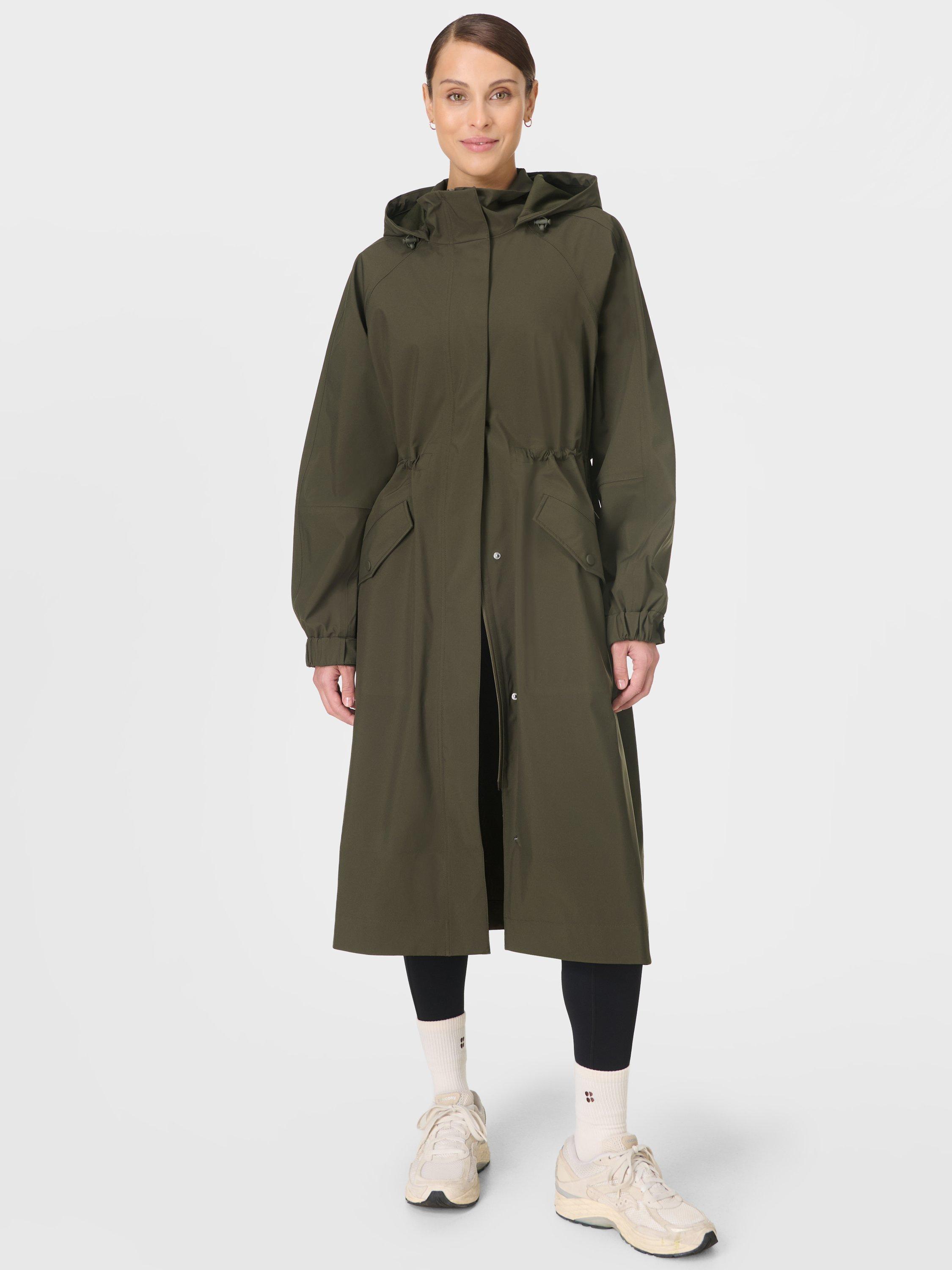 Product image 1 of 9, which shows Sweaty Betty Motion Technical Longline Parka, Nori Green, XXS