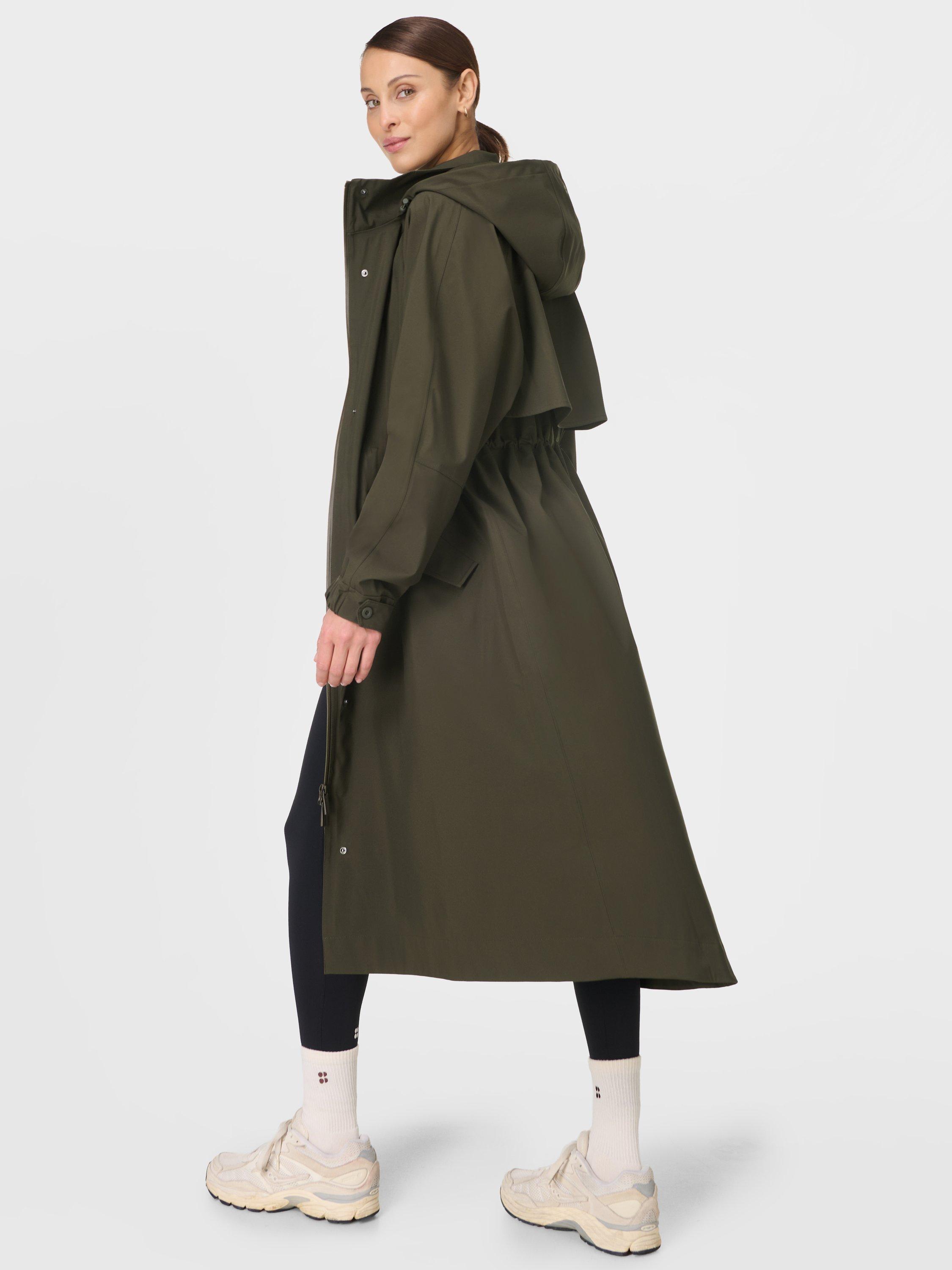 Product image 2 of 9, which shows Sweaty Betty Motion Technical Longline Parka, Nori Green, XXS