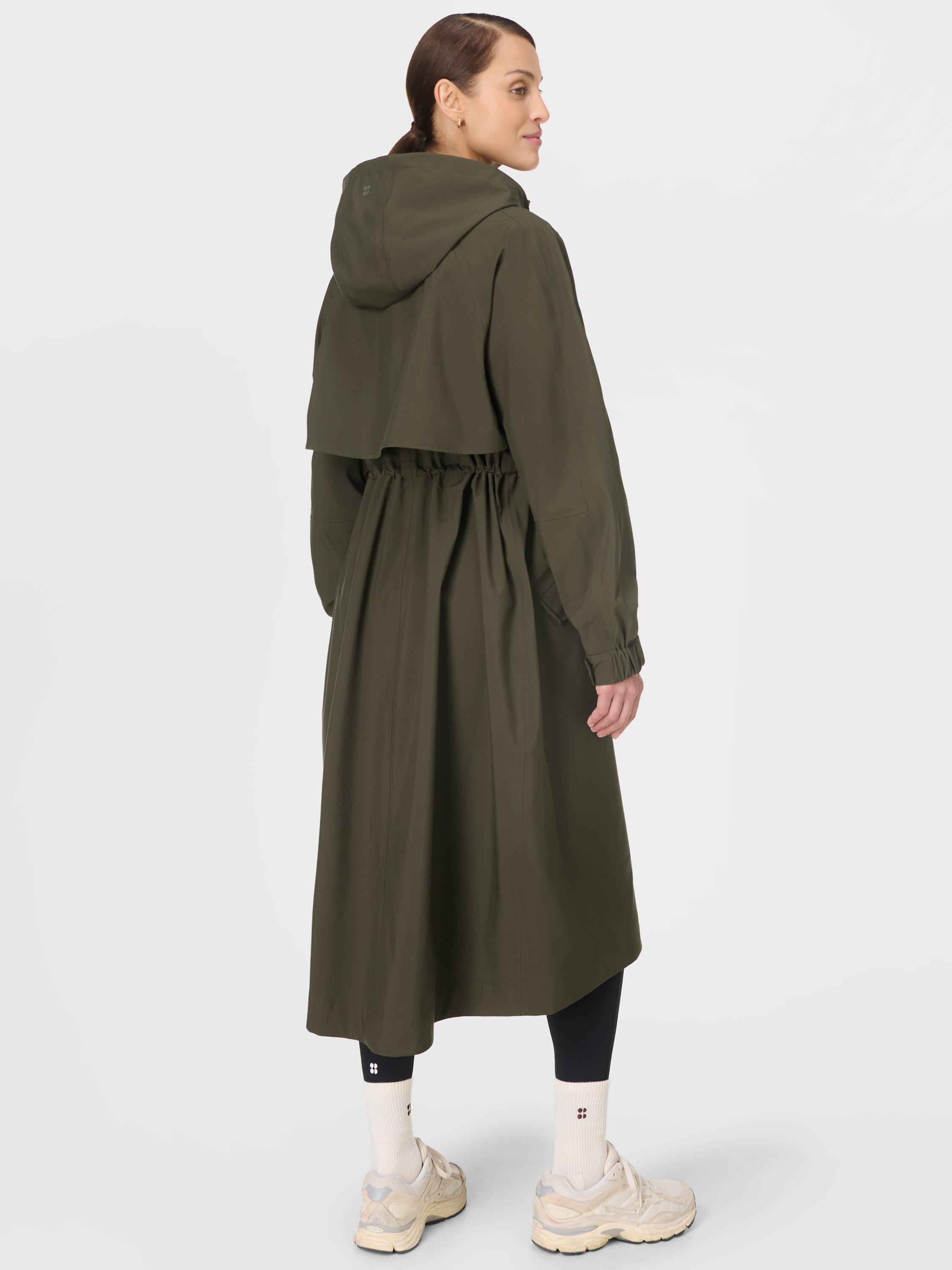 Product image 4 of 9, which shows Sweaty Betty Motion Technical Longline Parka, Nori Green, XXS