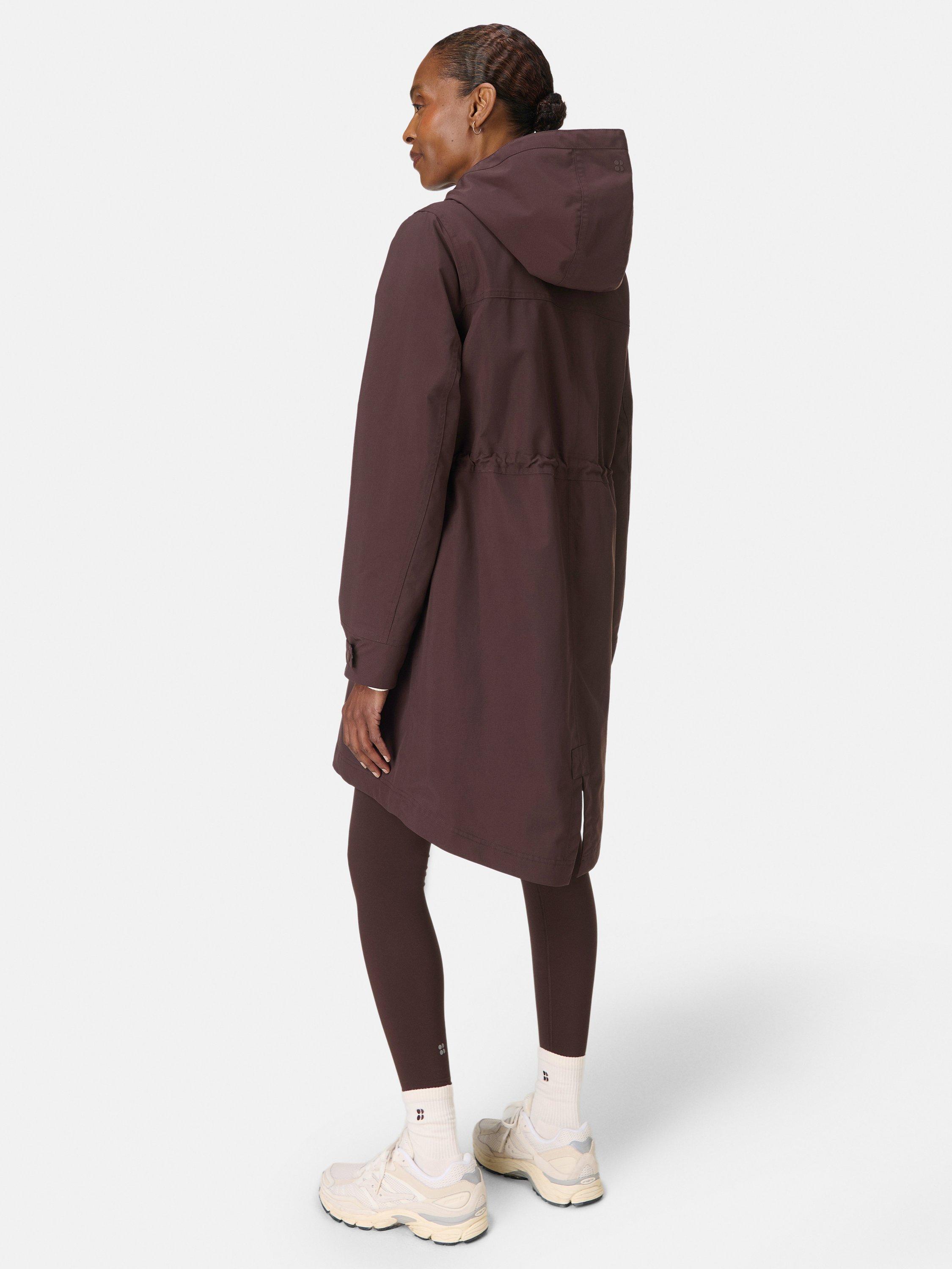 Product image 2 of 10, which shows Sweaty Betty Stride Waterproof Parka, Sable Brown, S