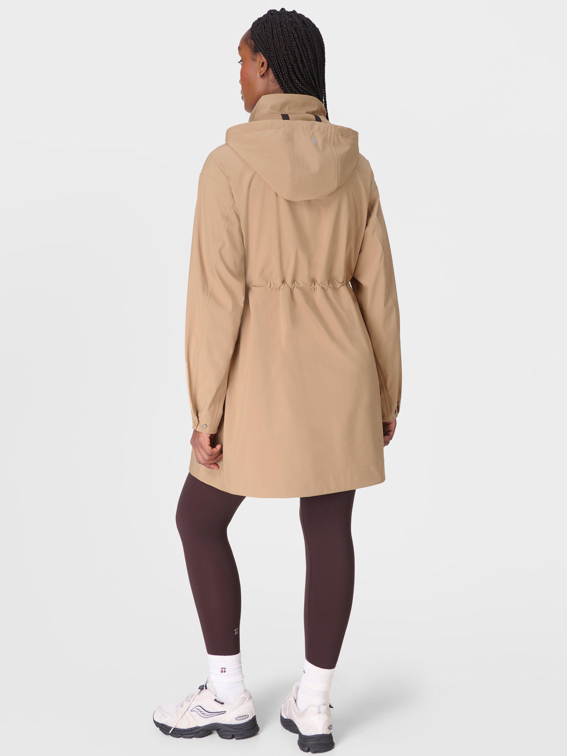 Product image 3 of 8, which shows Sweaty Betty Guide Waterproof Parka Coat, Golden Beige, S