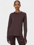 Sweaty Betty Athlete Featherweight Seamless Long Sleeve Top, Sable Brown