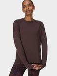 Sweaty Betty Athlete Featherweight Seamless Long Sleeve Top, Sable Brown