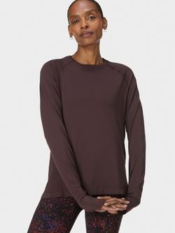 Sweaty Betty Athlete Featherweight Seamless Long Sleeve Top, Sable Brown - view 2, Sable Brown