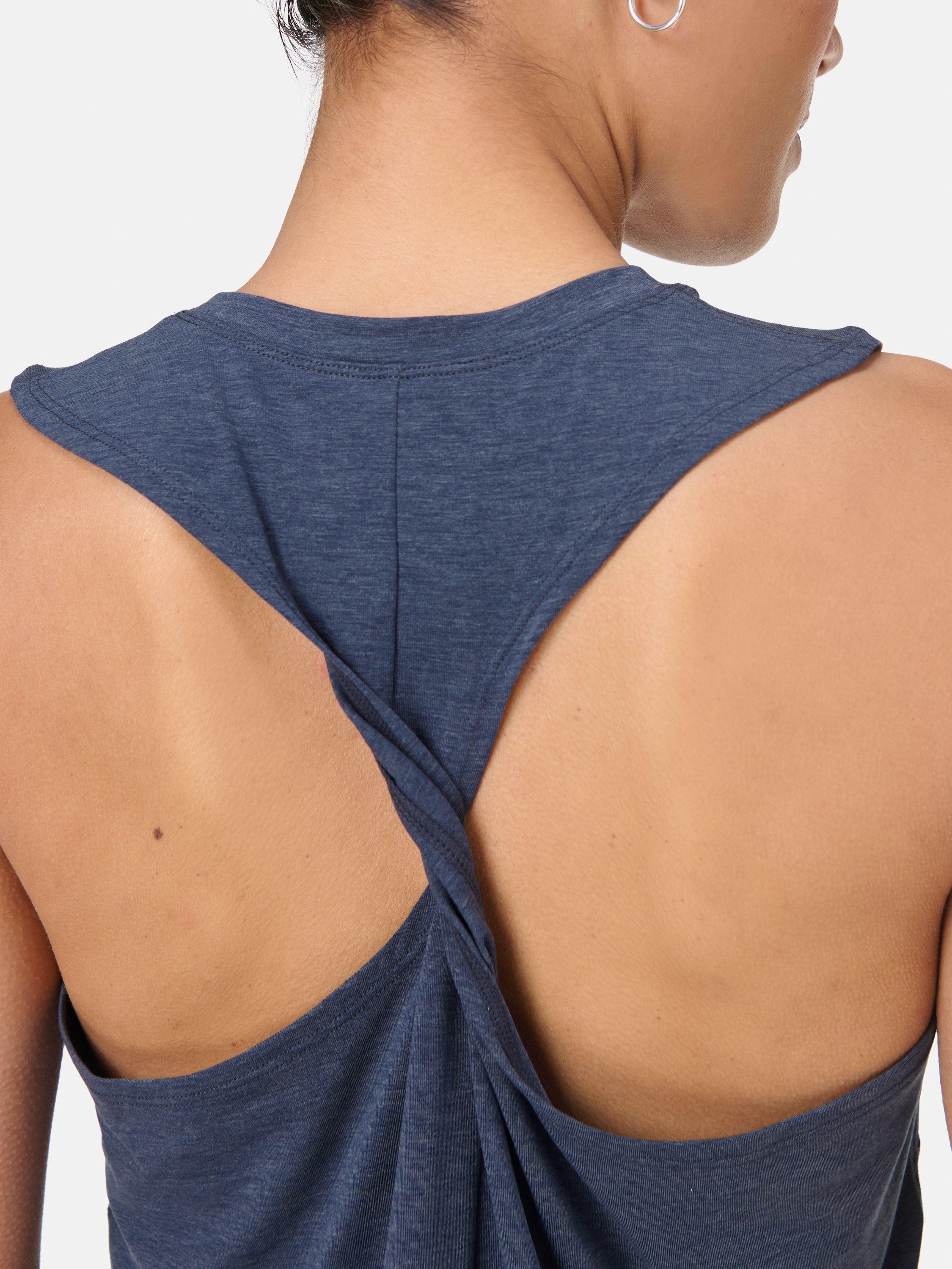 Product image 5 of 6, which shows Sweaty Betty Soft Flow Studio Twist Back Tank Top, Navy Blue, XXS