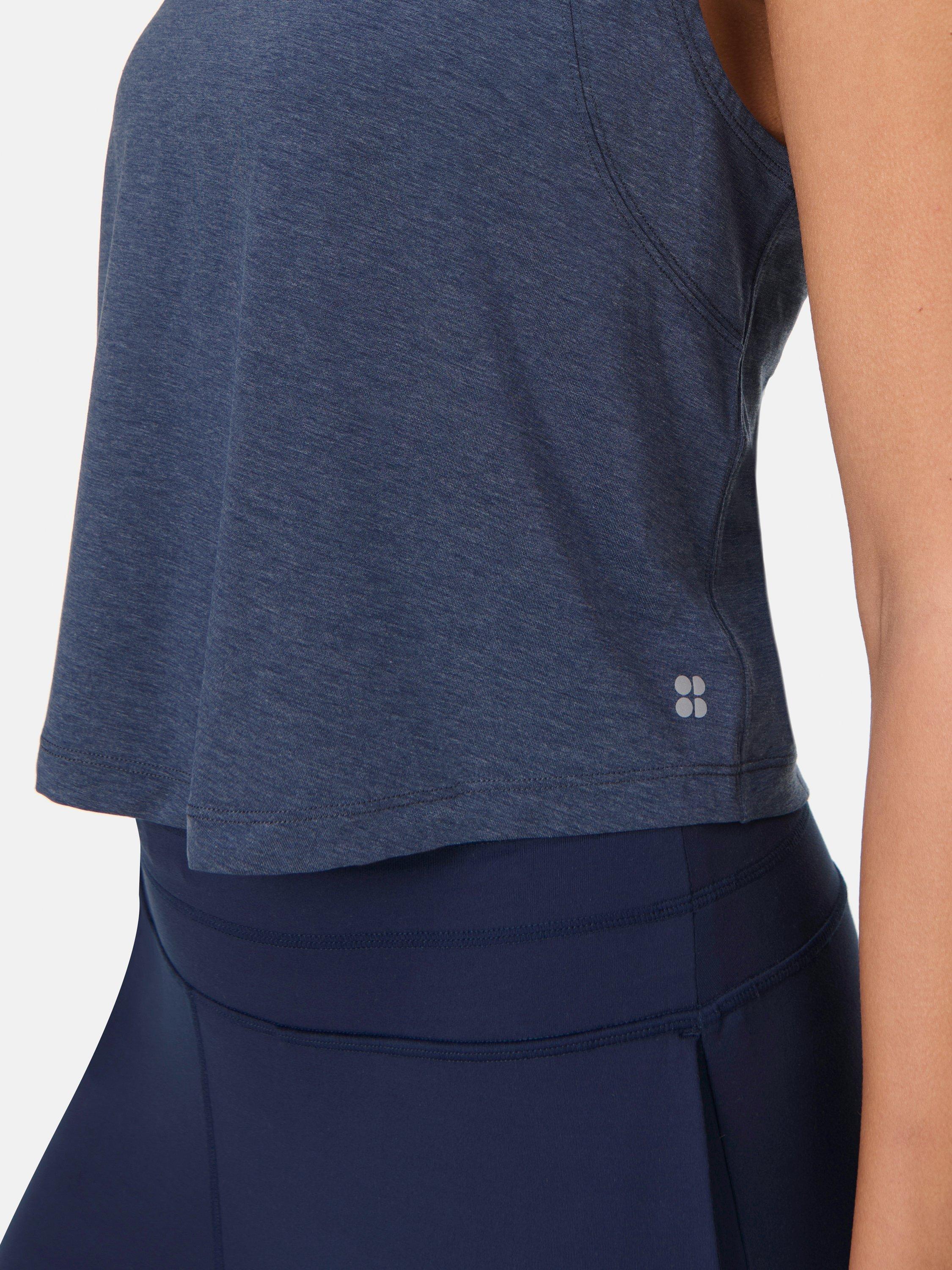Product image 6 of 6, which shows Sweaty Betty Soft Flow Studio Twist Back Tank Top, Navy Blue, XXS