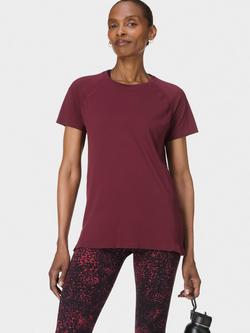 Sweaty Betty Athlete Seamless Featherweight T-Shirt, Garnet Red
