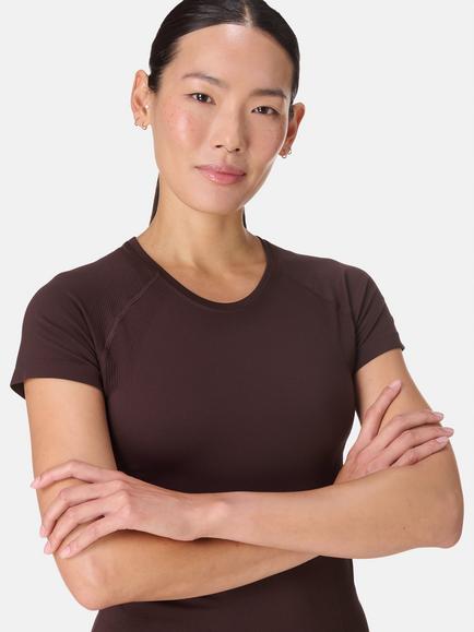 Sweaty Betty Athlete Seamless T-Shirt - view 2, Sable Brown