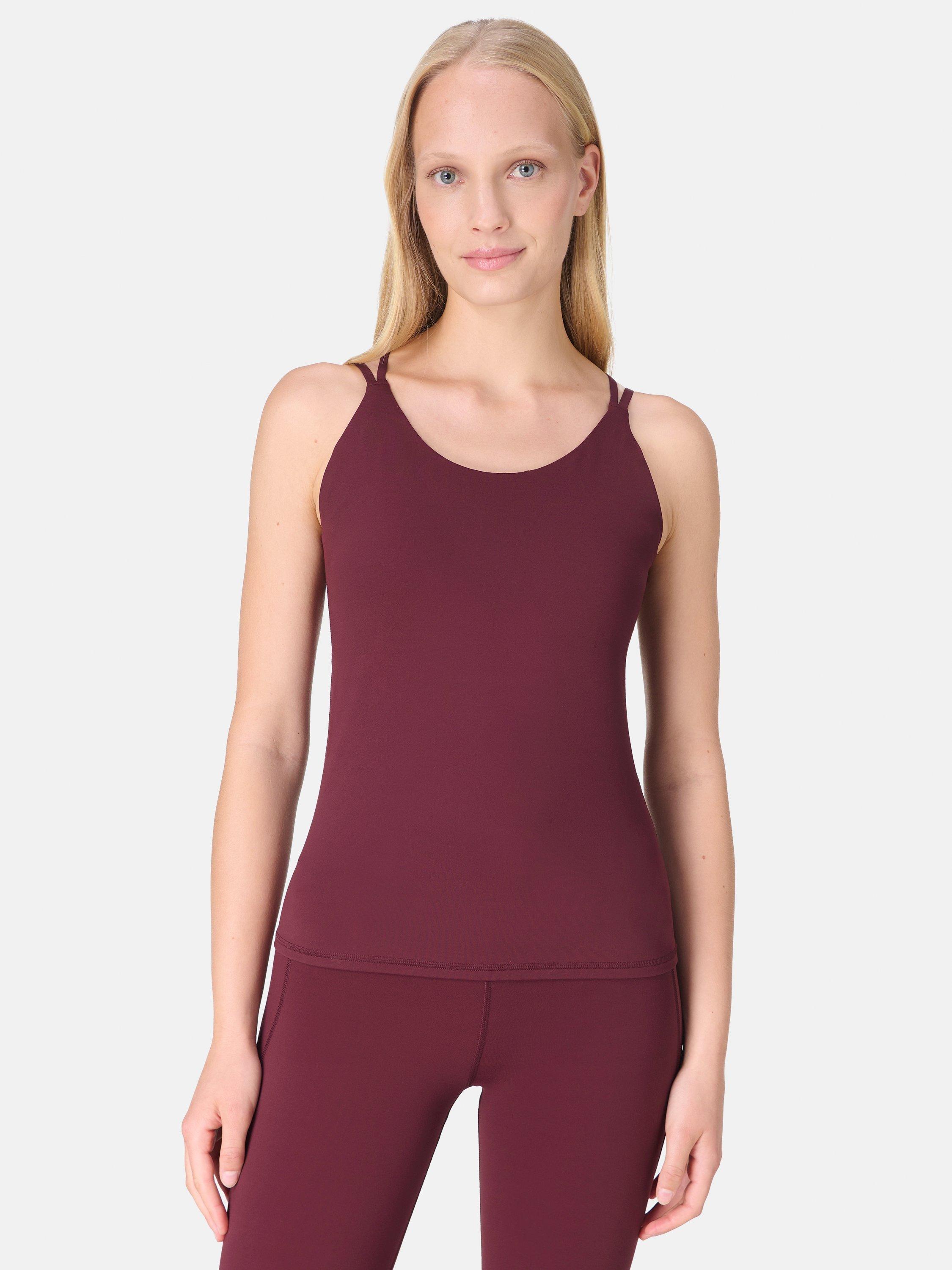 Product image 1 of 7, which shows Sweaty Betty Ultimate Studio Twin Strap Tank Top, Garnet Red, XS