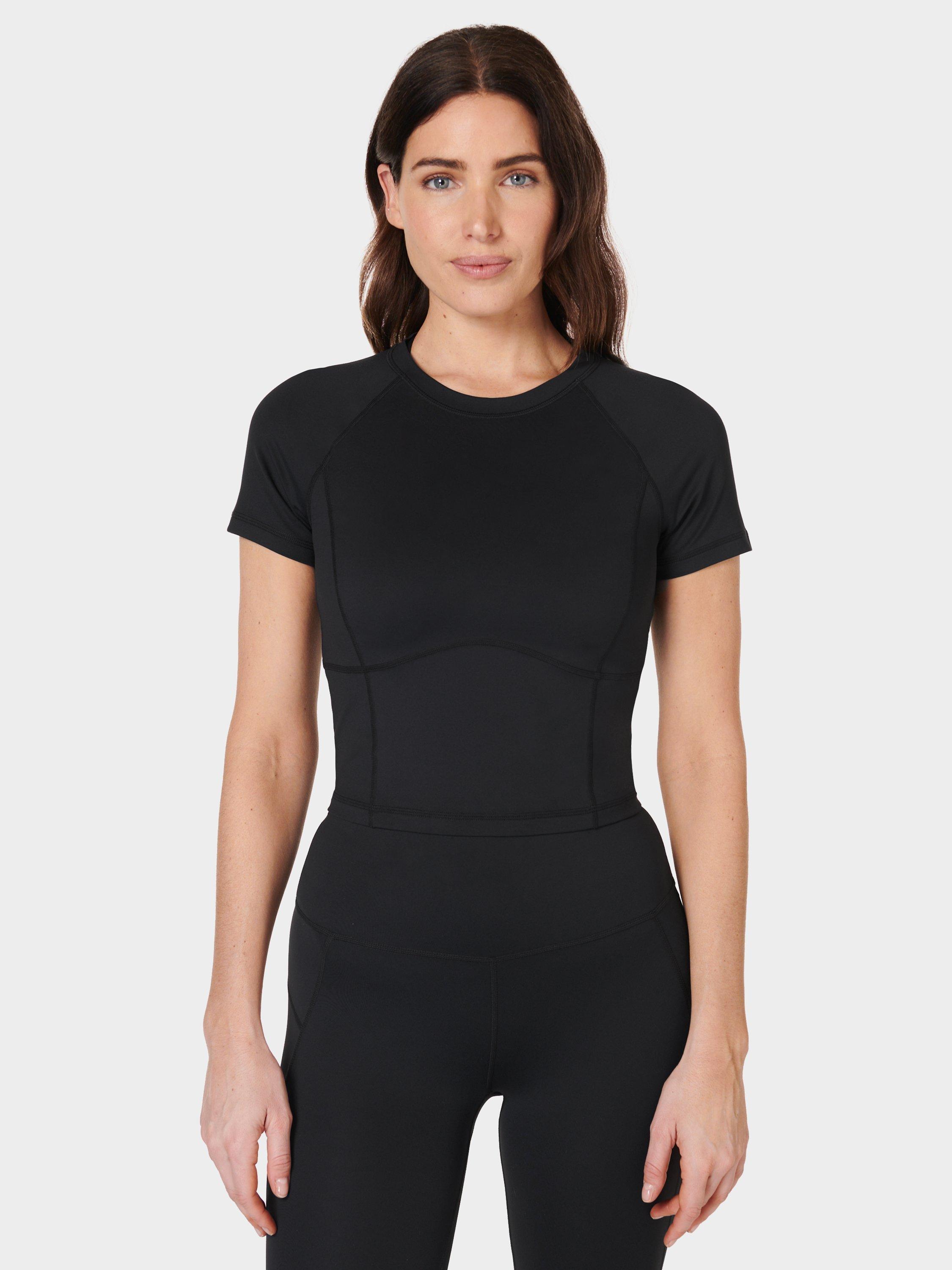 Product image 1 of 4, which shows Sweaty Betty All Day Cropped T-Shirt, Black, XXS