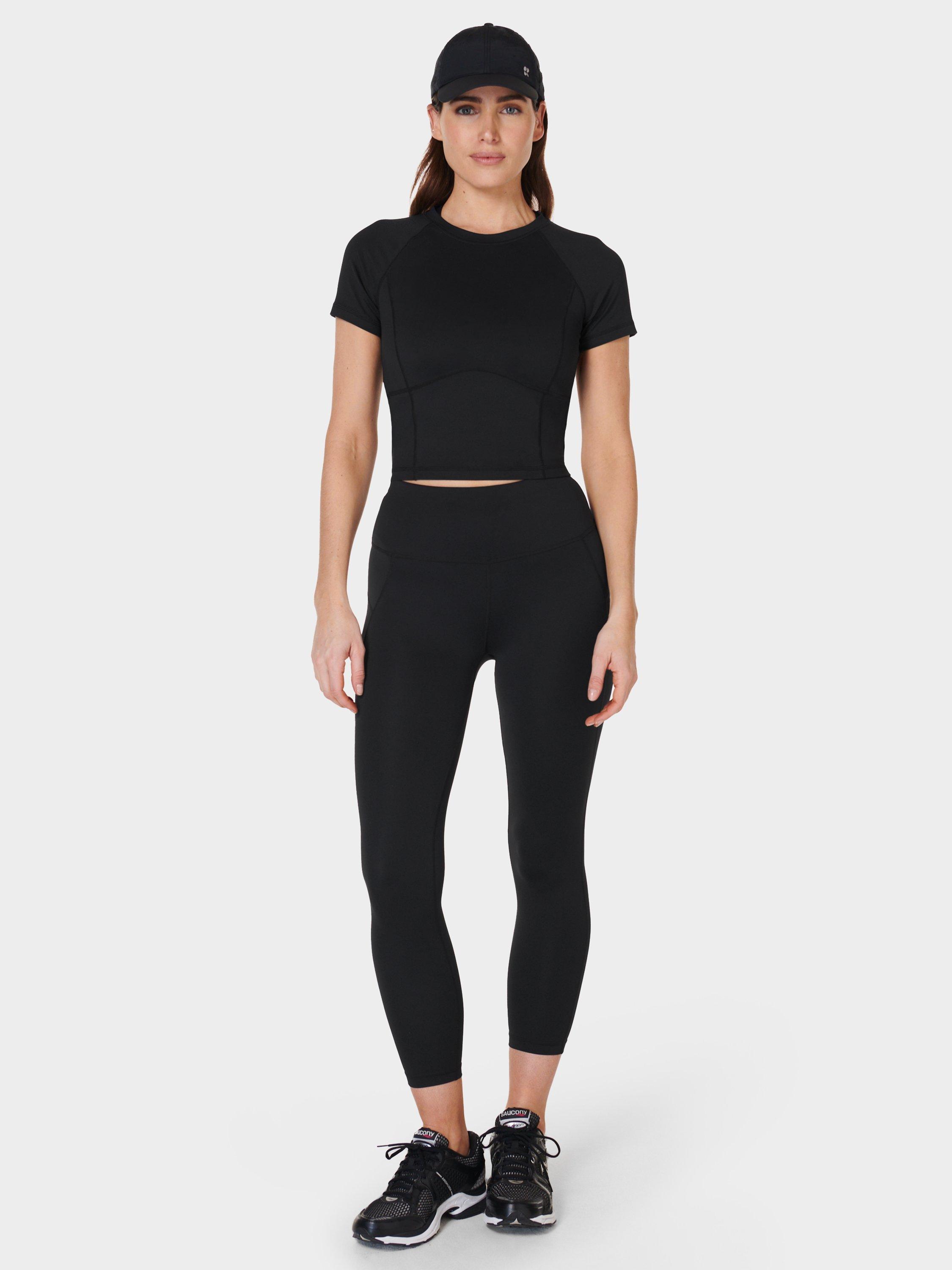 Product image 3 of 4, which shows Sweaty Betty All Day Cropped T-Shirt, Black, XXS