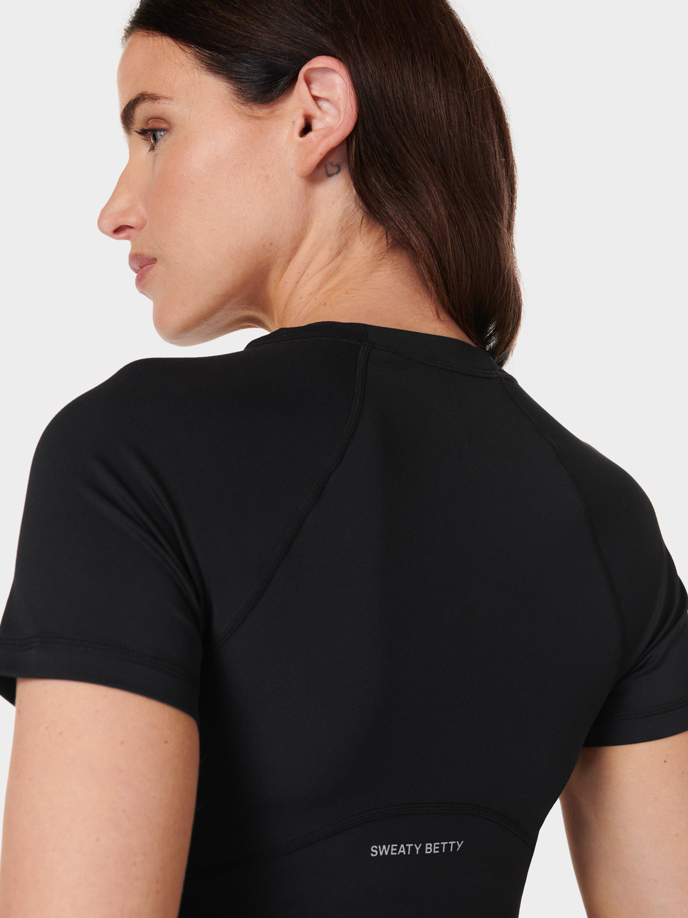 Product image 4 of 4, which shows Sweaty Betty All Day Cropped T-Shirt, Black, XXS