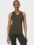 Sweaty Betty Athlete V-Neck Seamless Workout Tank Top, Nori Green