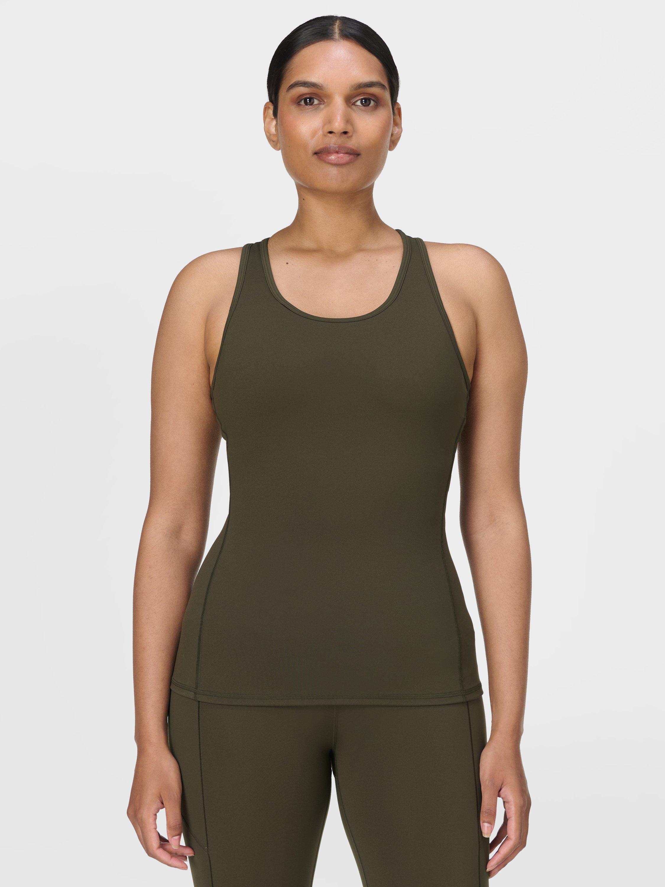 Product image 1 of 7, which shows Sweaty Betty Power Medium Impact Bra Tank Top, Nori Green, XXS