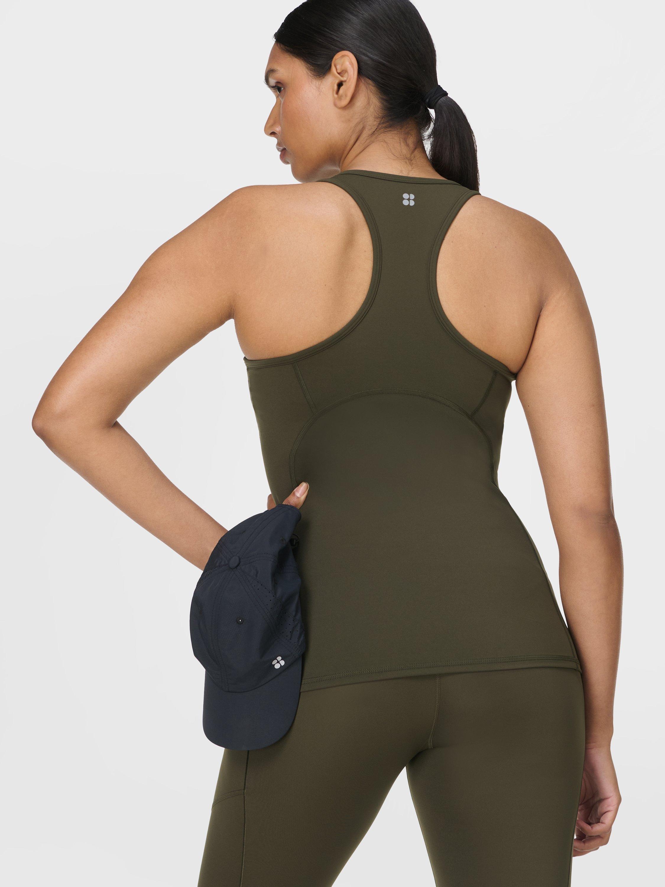 Product image 5 of 7, which shows Sweaty Betty Power Medium Impact Bra Tank Top, Nori Green, XXS