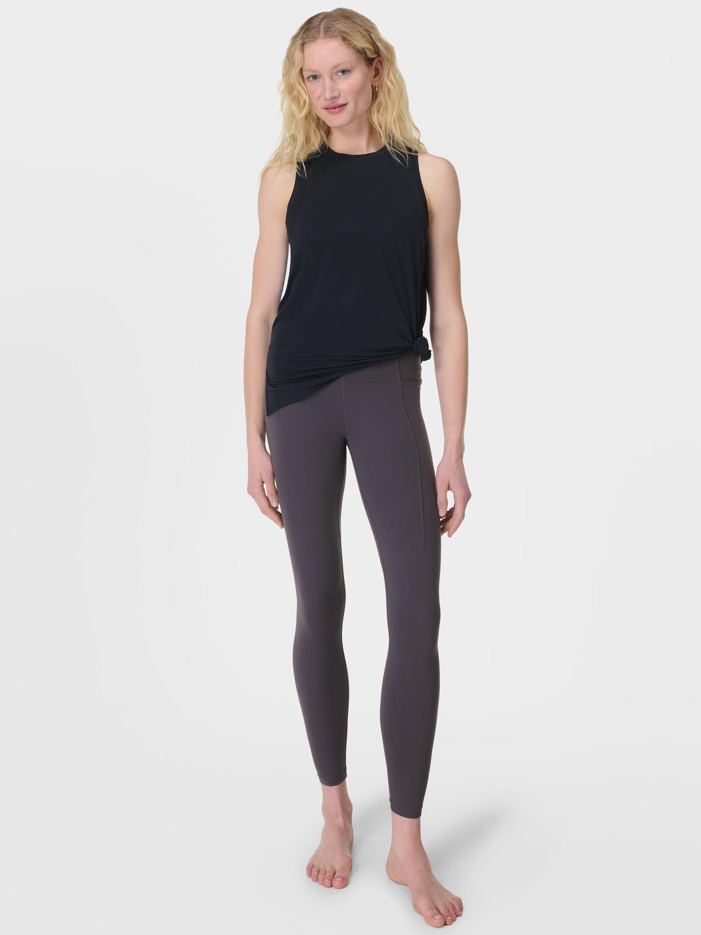 Product image 3 of 8, which shows Sweaty Betty Soft Flow Studio Longline Tank Top, Black, XXS