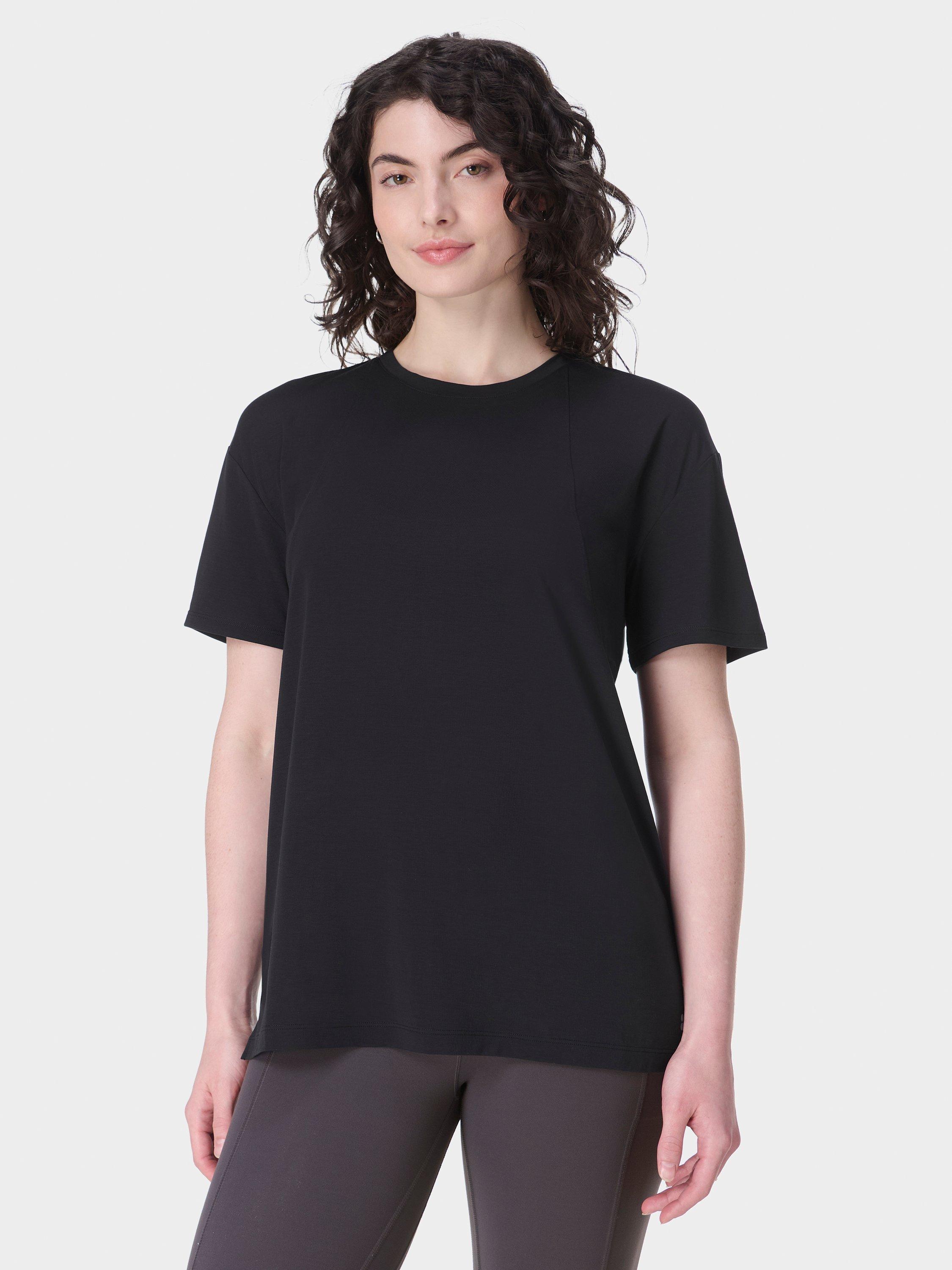 Product image 1 of 6, which shows Sweaty Betty Soft Flow Studio T-Shirt, Black, XXS