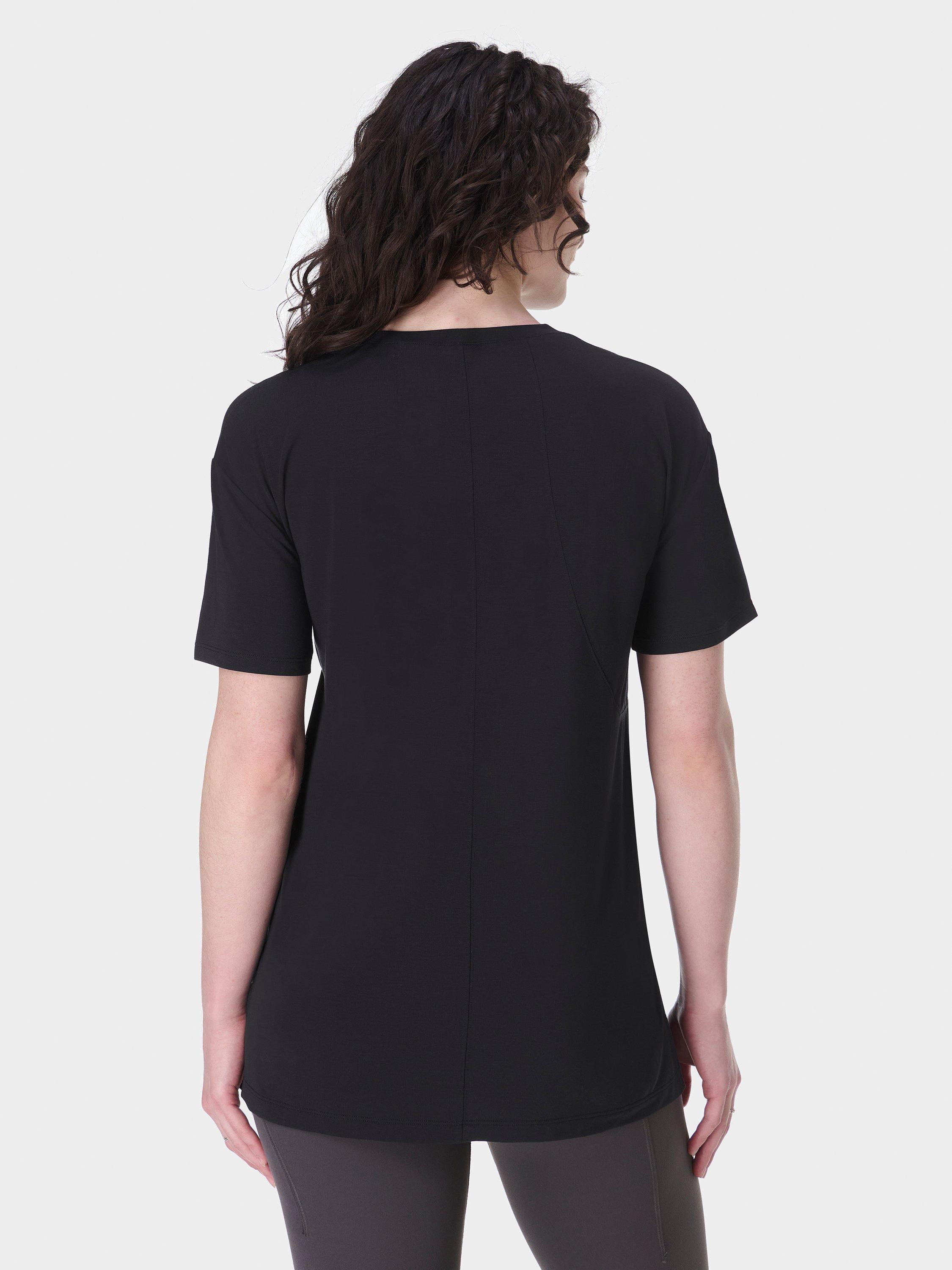 Product image 2 of 6, which shows Sweaty Betty Soft Flow Studio T-Shirt, Black, XXS
