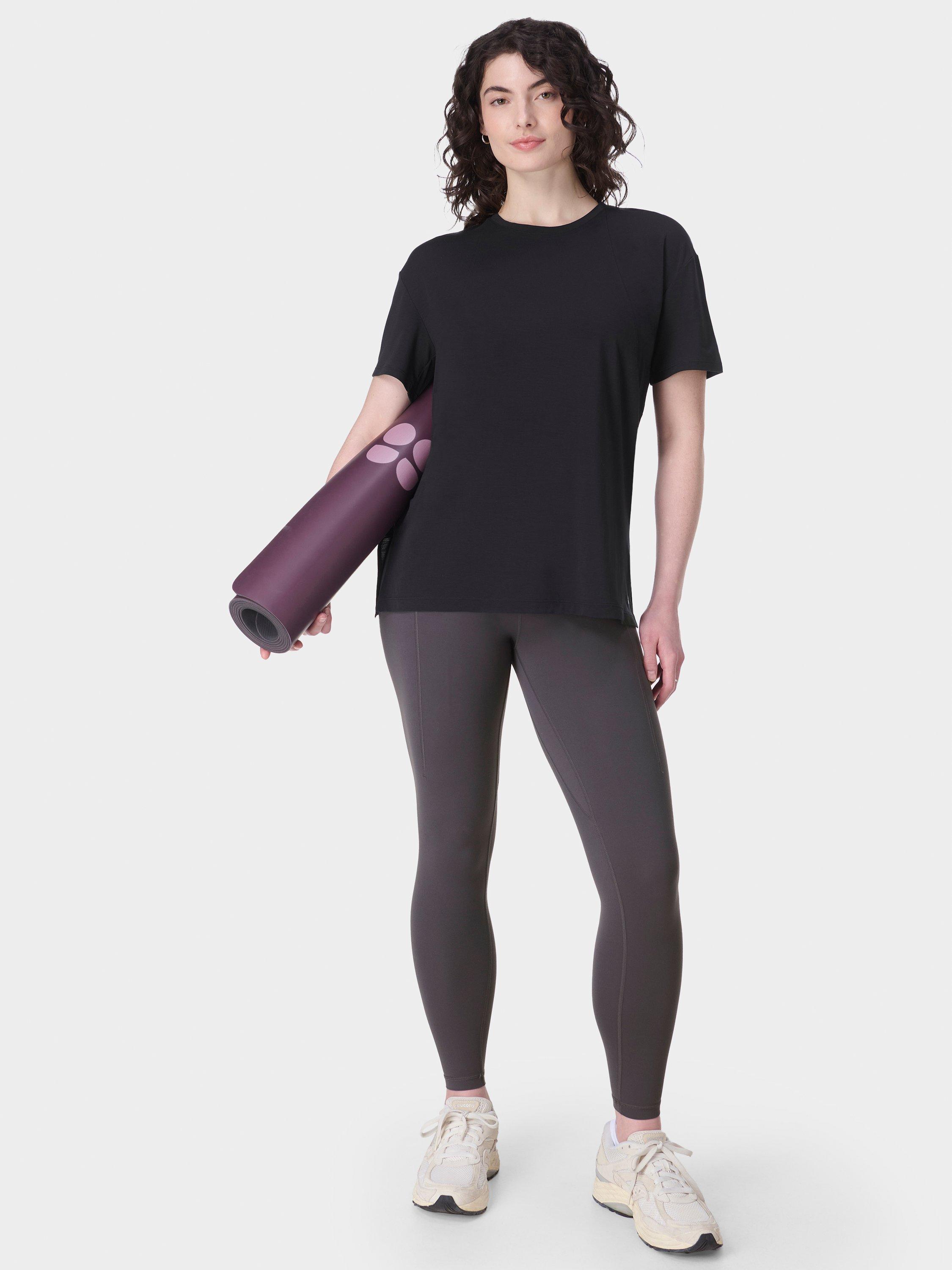 Product image 3 of 6, which shows Sweaty Betty Soft Flow Studio T-Shirt, Black, XXS