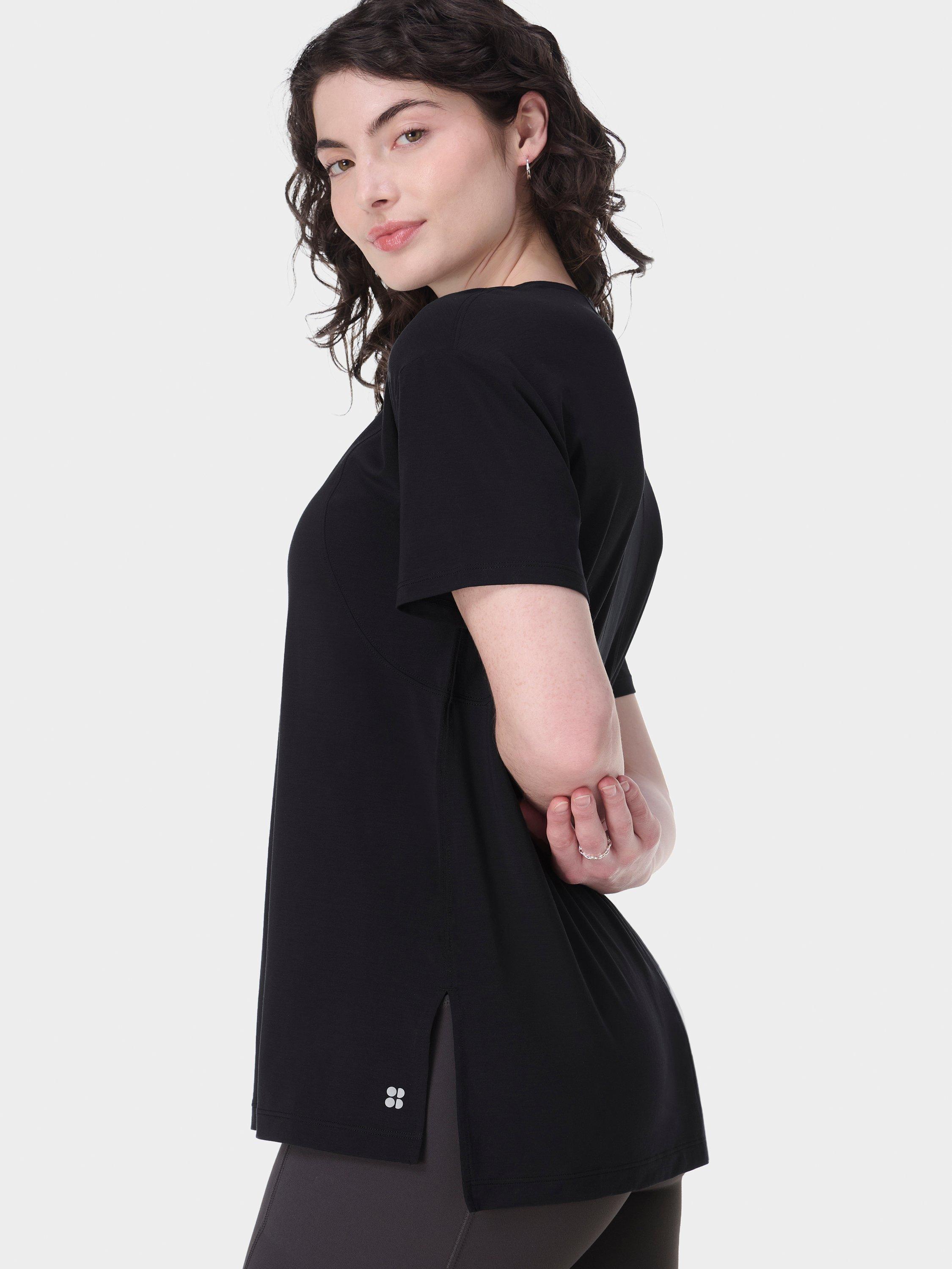 Product image 4 of 6, which shows Sweaty Betty Soft Flow Studio T-Shirt, Black, XXS