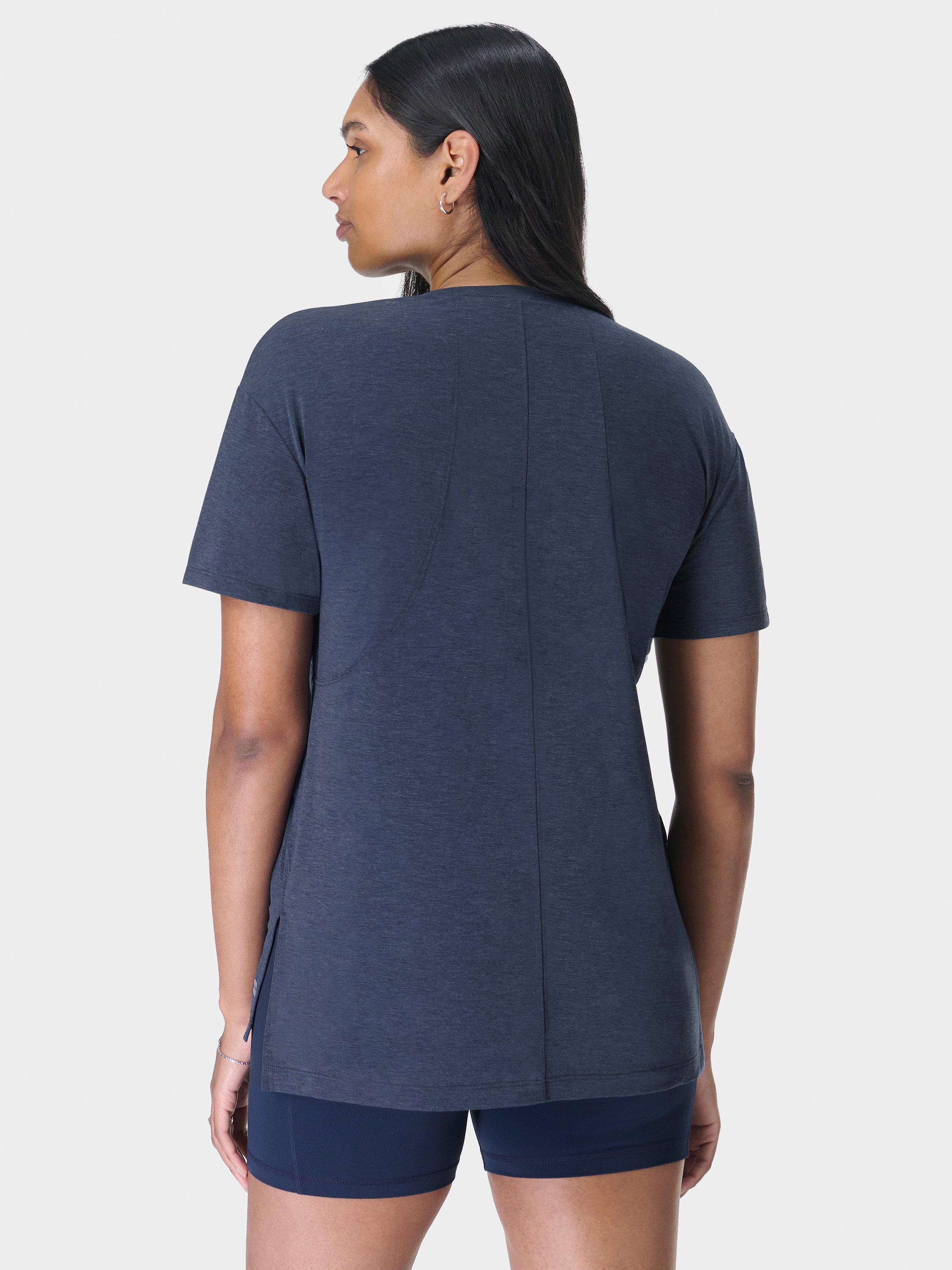 Product image 3 of 6, which shows Sweaty Betty Longline T-Shirt, Navy Blue, XXS
