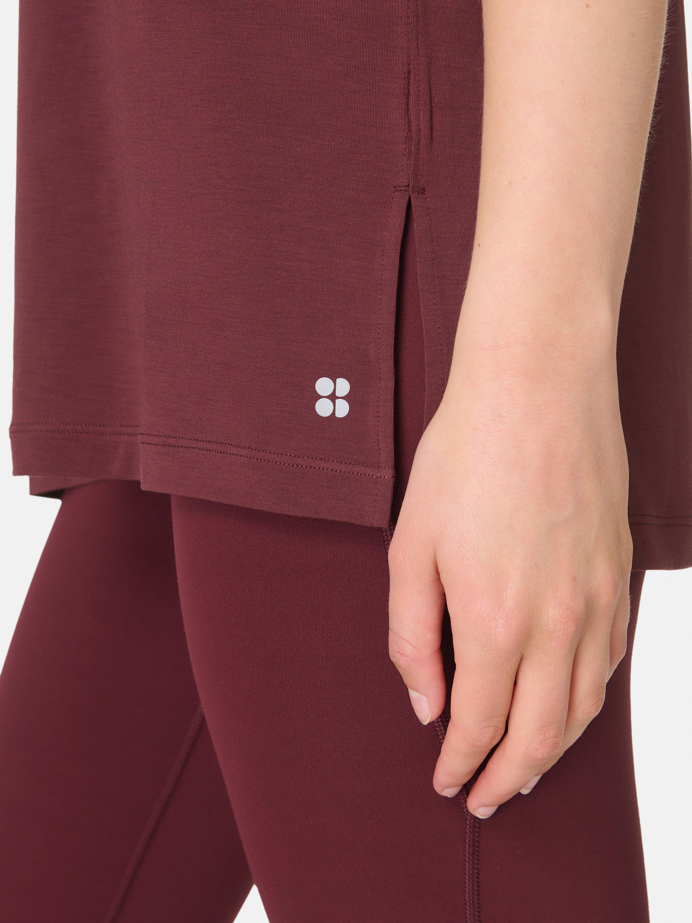 Product image 6 of 7, which shows Sweaty Betty Soft Flow Studio T-Shirt, Garnet Red, XXS