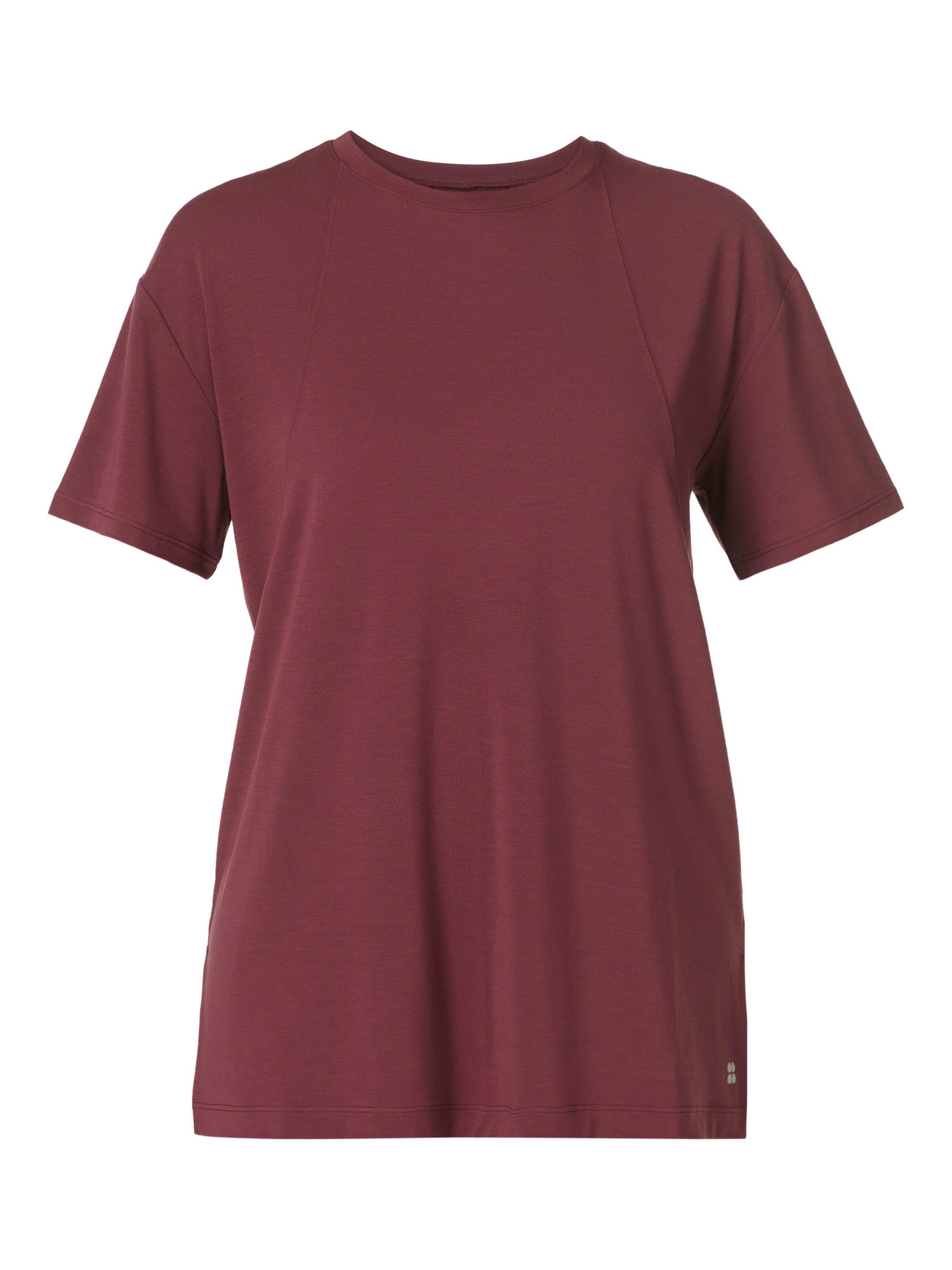 Product image 7 of 7, which shows Sweaty Betty Soft Flow Studio T-Shirt, Garnet Red, XXS