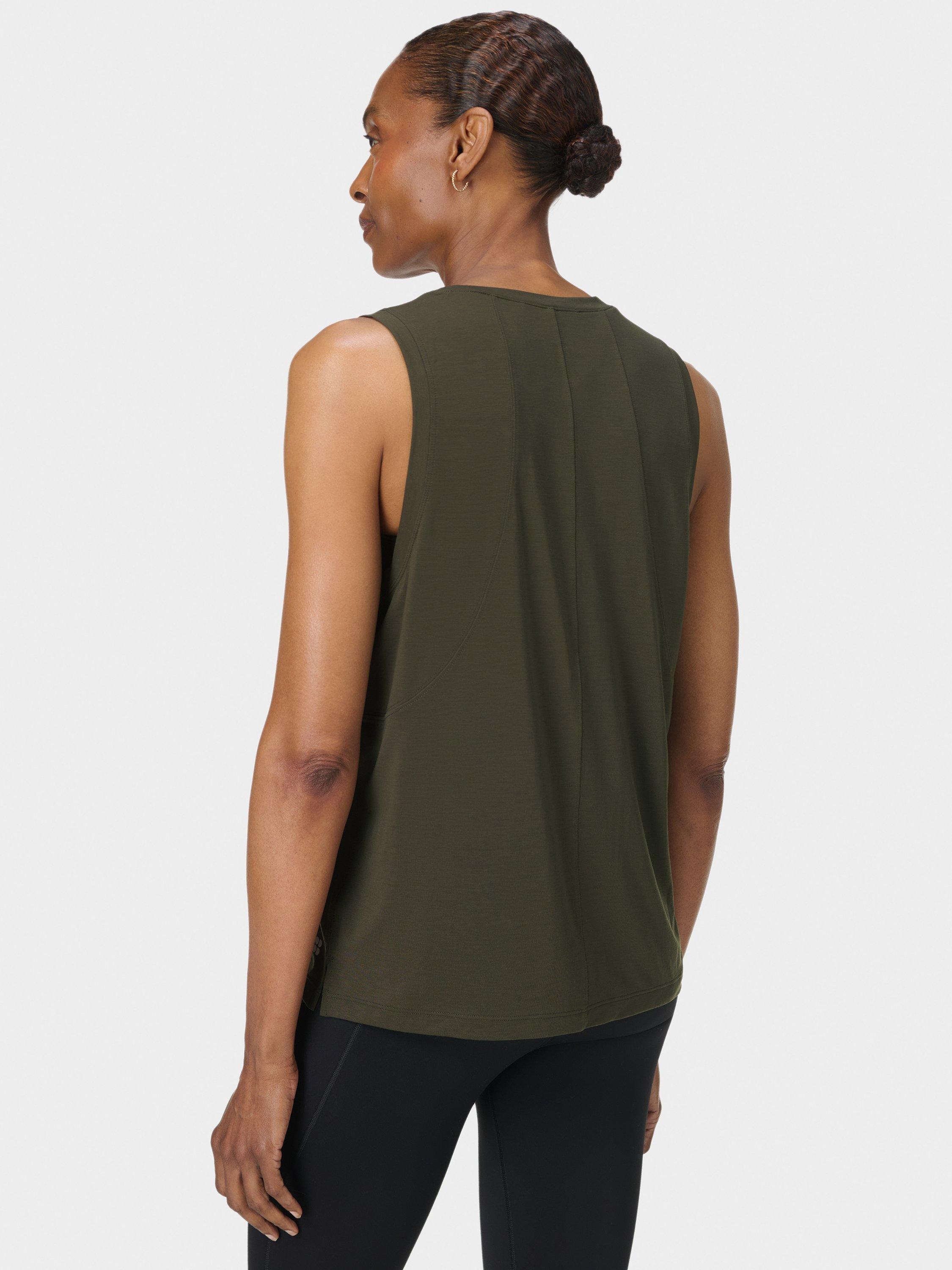 Product image 3 of 7, which shows Sweaty Betty Soft Flow Studio Tank Top, Nori Green, XXS