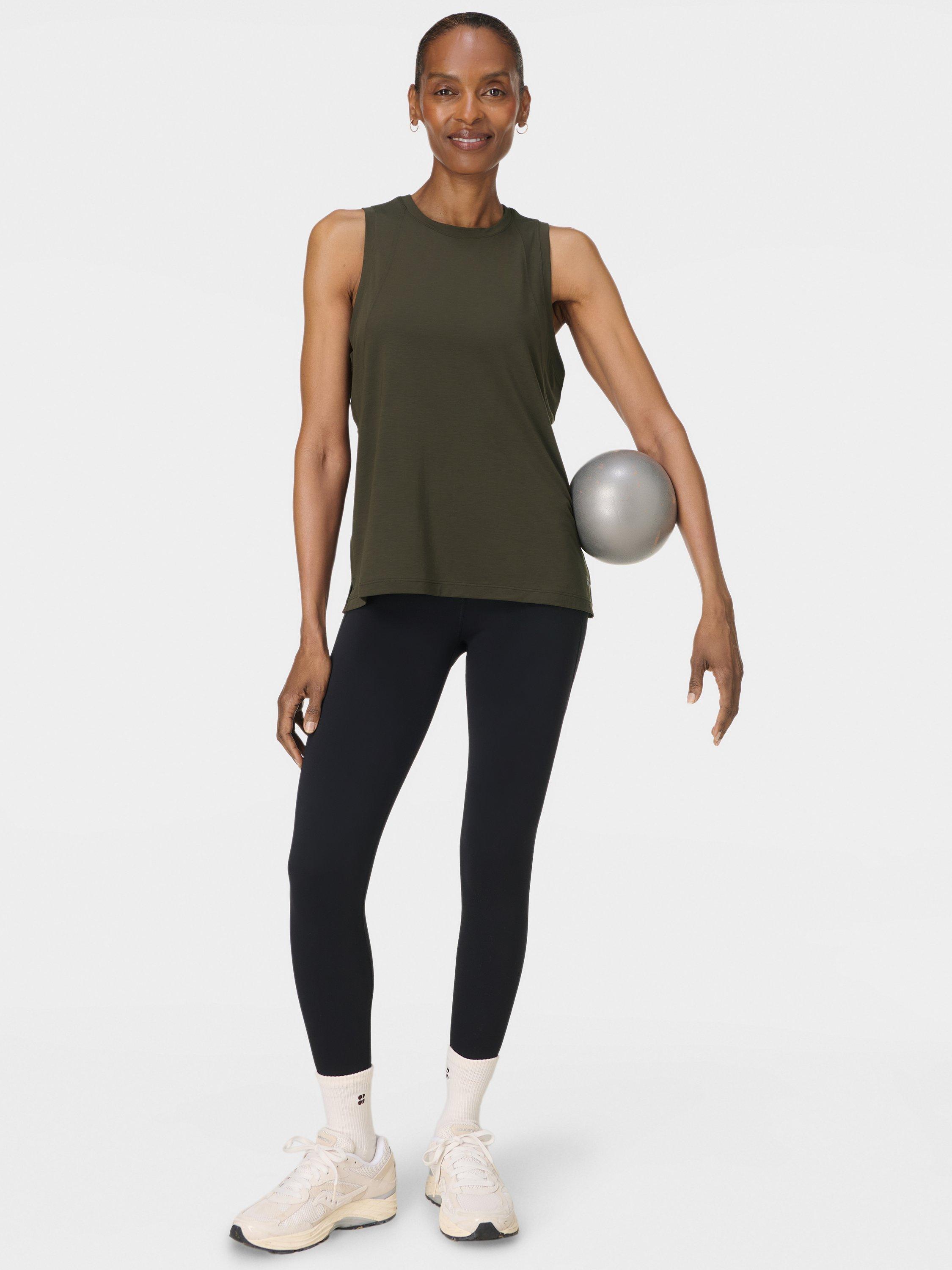 Product image 4 of 7, which shows Sweaty Betty Soft Flow Studio Tank Top, Nori Green, XXS