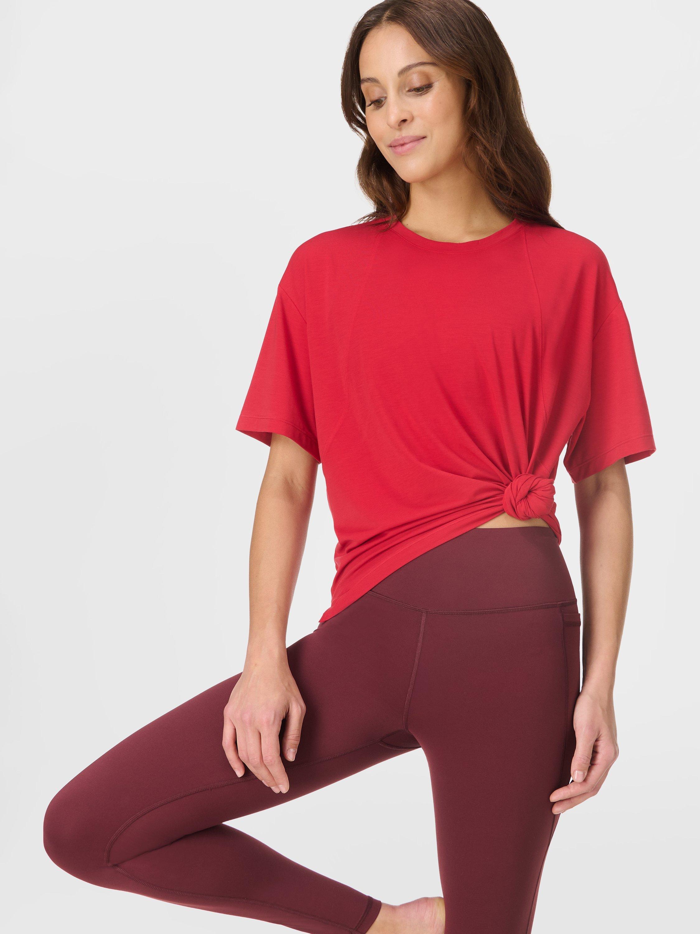 Product image 2 of 9, which shows Sweaty Betty Soft Flow Studio T-Shirt, Pepper Red, XXS