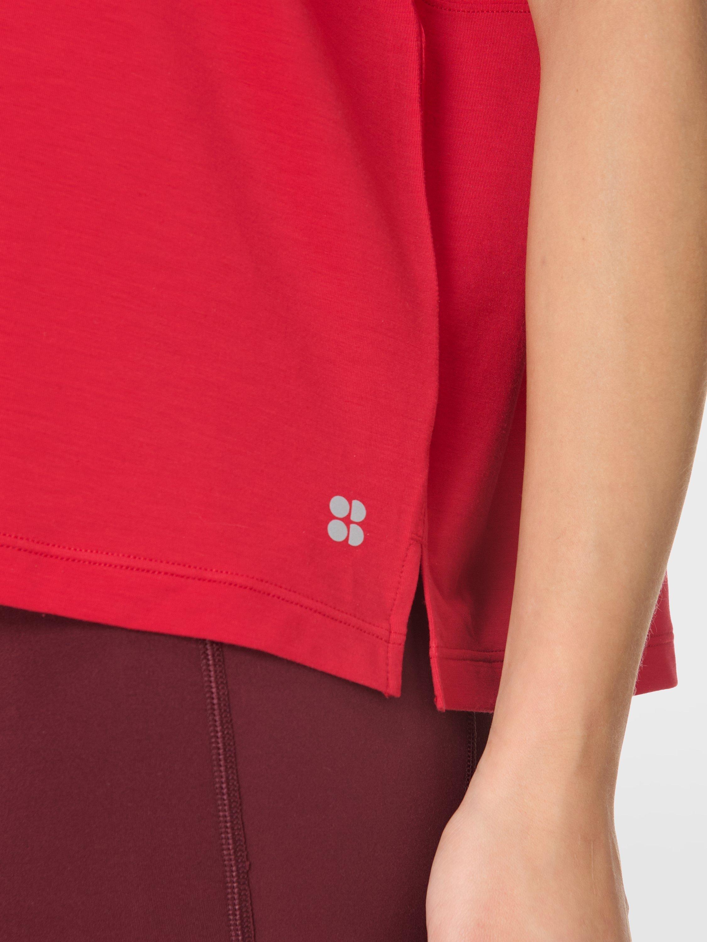 Product image 7 of 9, which shows Sweaty Betty Soft Flow Studio T-Shirt, Pepper Red, XXS