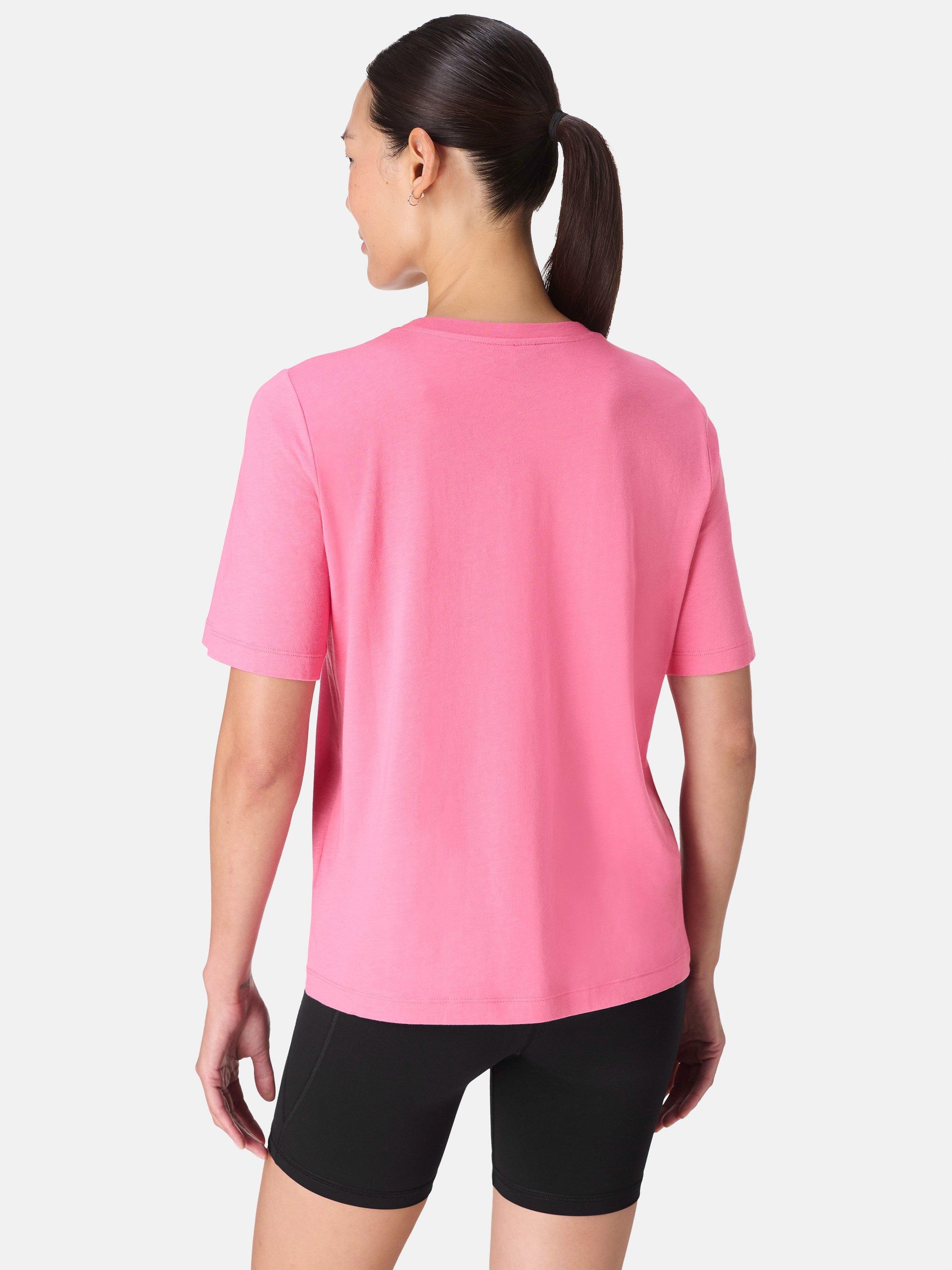 Product image 4 of 7, which shows Sweaty Betty Essential Organic Cotton Blend Crew Neck T-Shirt, Lollipop Pink, XXS