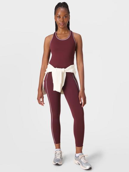 Sweaty Betty Athlete Crop Seamless Workout Tank Top - view 2, Garnet Red